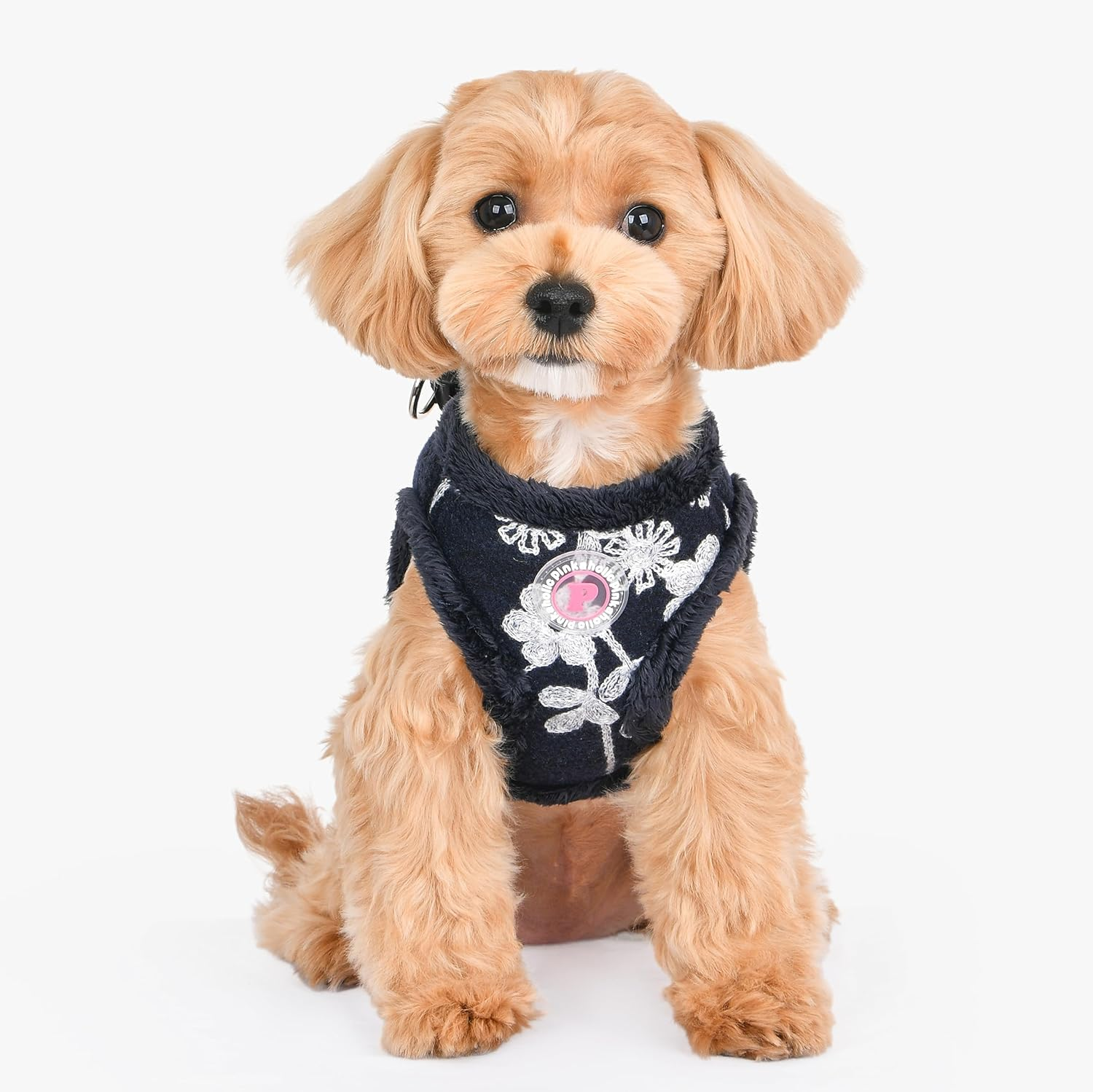 Pinkaholic New York Celandine Vest Dog Harness Step-In Warm Winter Flower Pattern for Small Dog, Navy, Medium image number 1