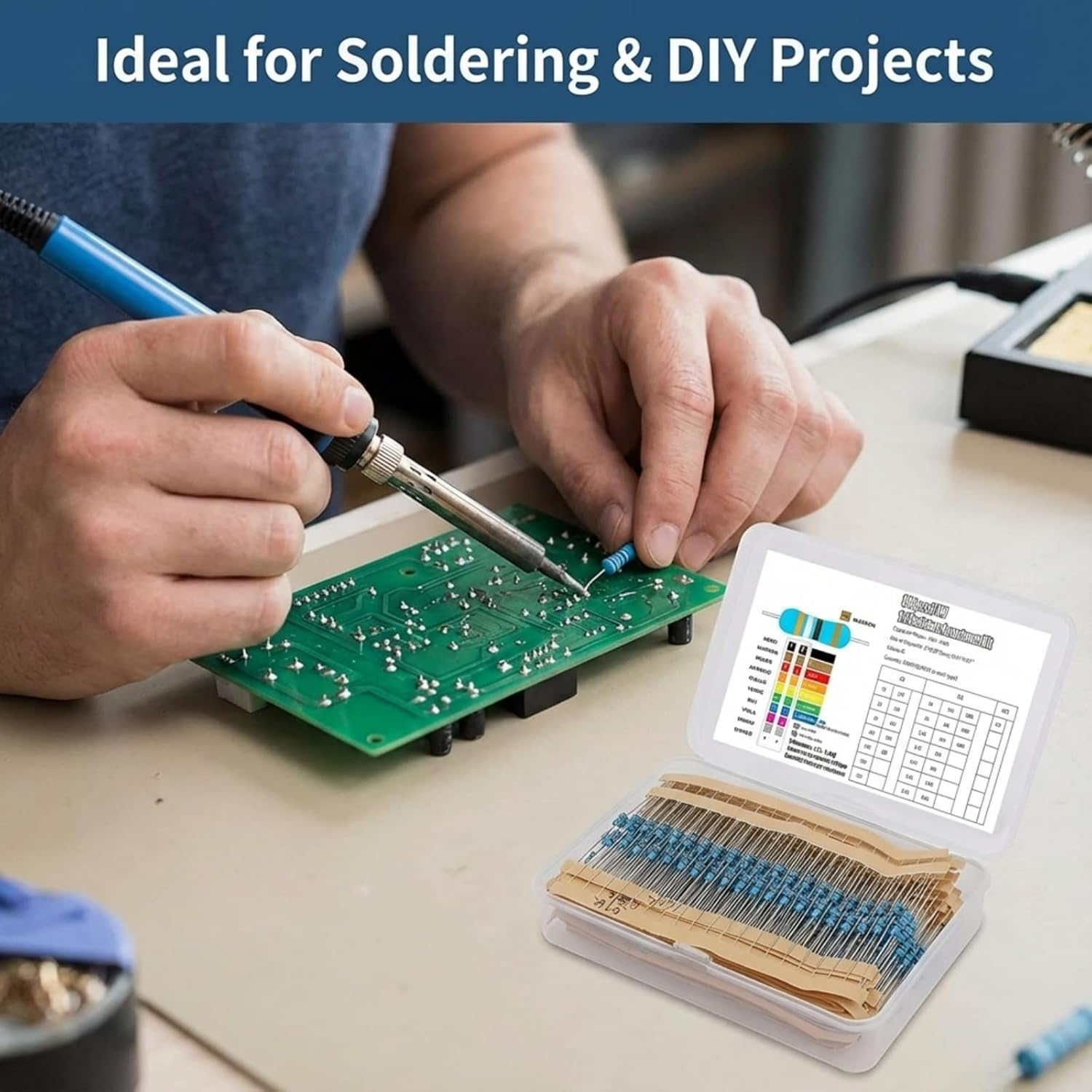 600 Pcs 1% Resistor Kit Assortment 1/4W Rohs Compliant 10 Ohm-1M Ohm Range High Precision Stable Performance for Electronic Repairs Hobbyist Projects DIY Electronics image number 4