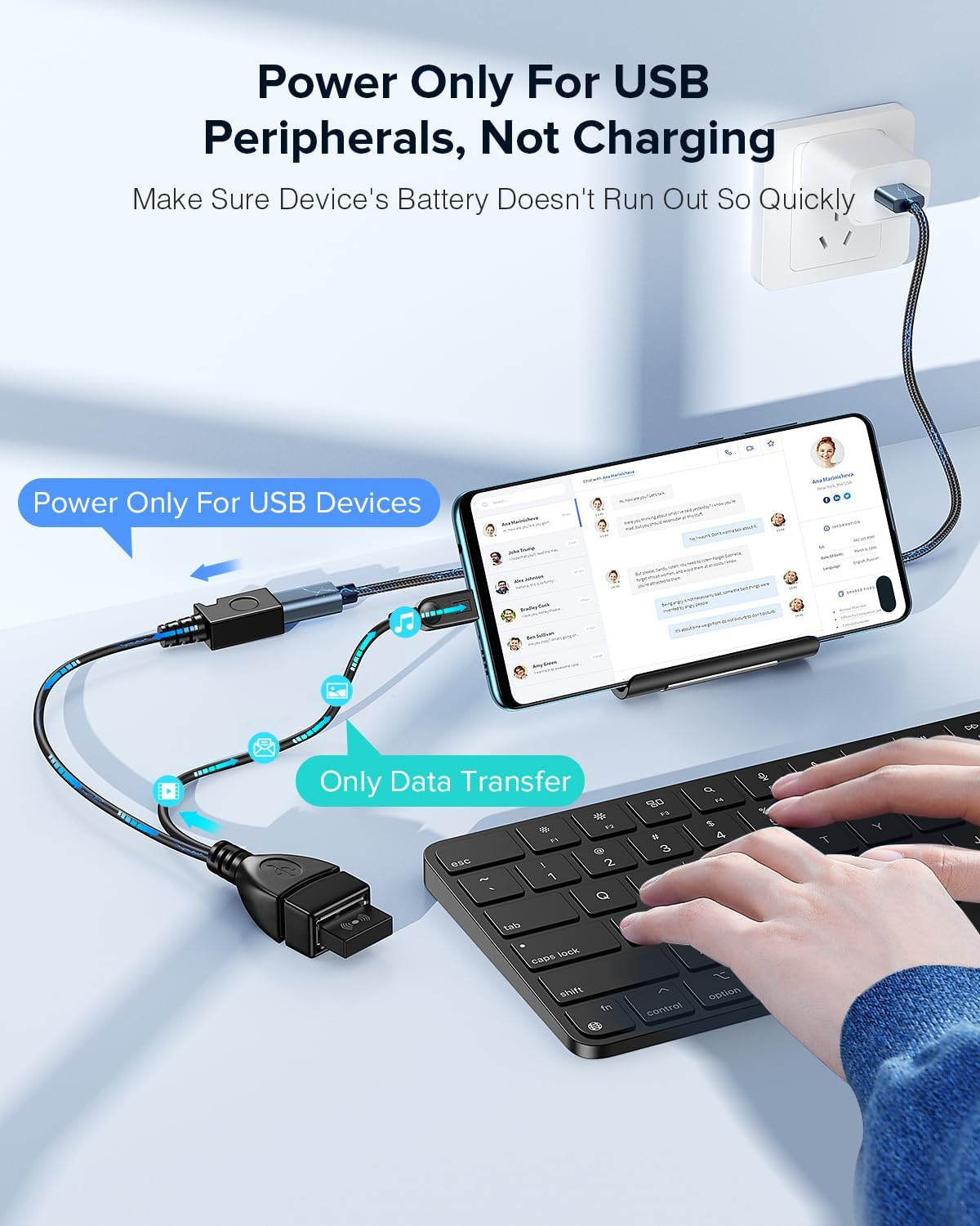 ANDTOBO Micro USB OTG Adapter with Power for Fire Stick/Host Devices Etc - 2 Pack