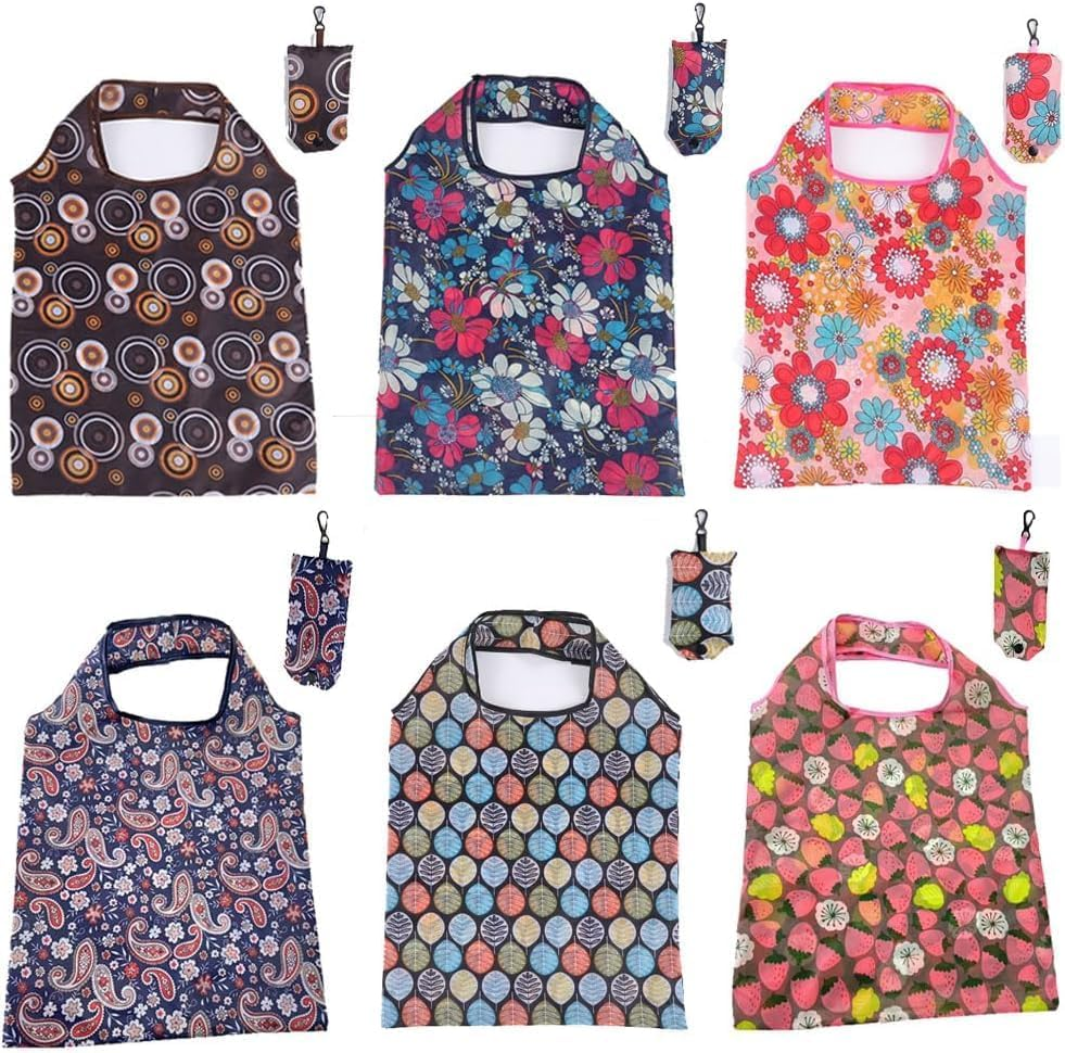 Roczential 6 Pack Reusable Grocery Bags Set, Machine Washable Shopping Bags, Foldable Shopping Tote Bags for Men Women Shopping image number 1