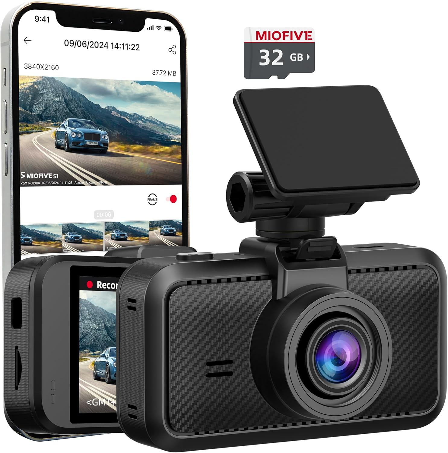 Miofive 4K Wifi Dash Cam Hidden Car Camera with a 32GB SD Card Included, 5G Wifi and Bluetooth App, GPS, Loop Recording, G-Sensor, HDR, Night Vision, 24-Hour Parking Monitor, Supports up to 512GB Max image number 3
