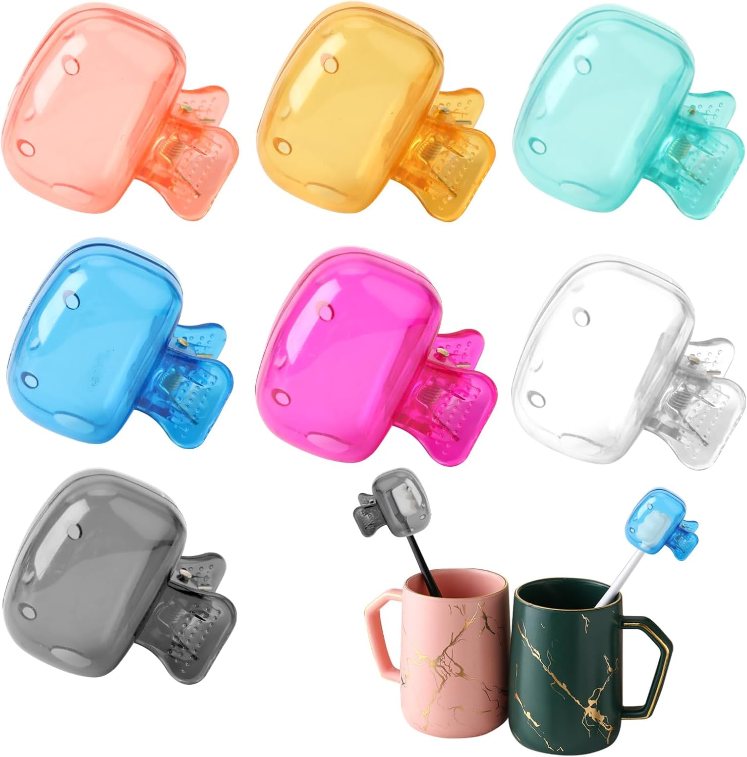 7 Pcs Electric Toothbrush Head Cover Set - High Quality Durable Plastic Toothbrush Cover Protector with Safety Clip, Hygienic Travel Case, Great Value Oral Care Accessories for Home and Vacation image number 3