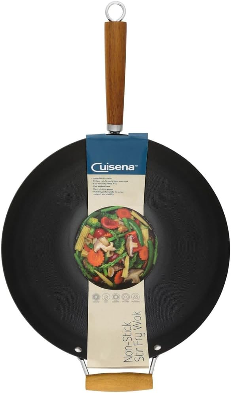 Non-Stick Sitr-Fry Wok Acacia Hdle- 35Cm