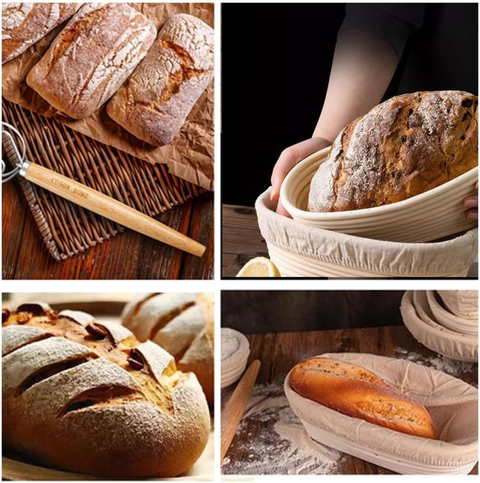 Complete Sourdough Bread Baking Supplies,Sourdough Starter Kit,Caasfooy Bread Proofing Basket Set, Premium Baking Tools,Dough Whisk, Scoring Tool, Scraper for Professional and Home Baker image number 2