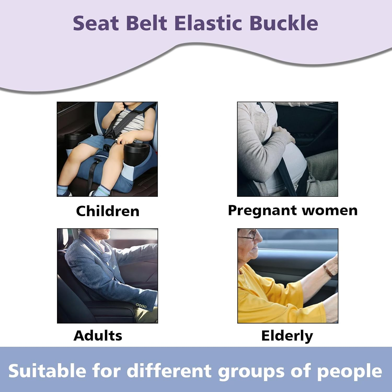 2 Pack Metal Seat Belt Clips, Universal Seat Belt Adjuster for Adults, Adjustable Car Seat Locking Clip, Comfortable Shoulder Neck Strap Positioner for Pregnancy Short People (Black) - Silver image number 2