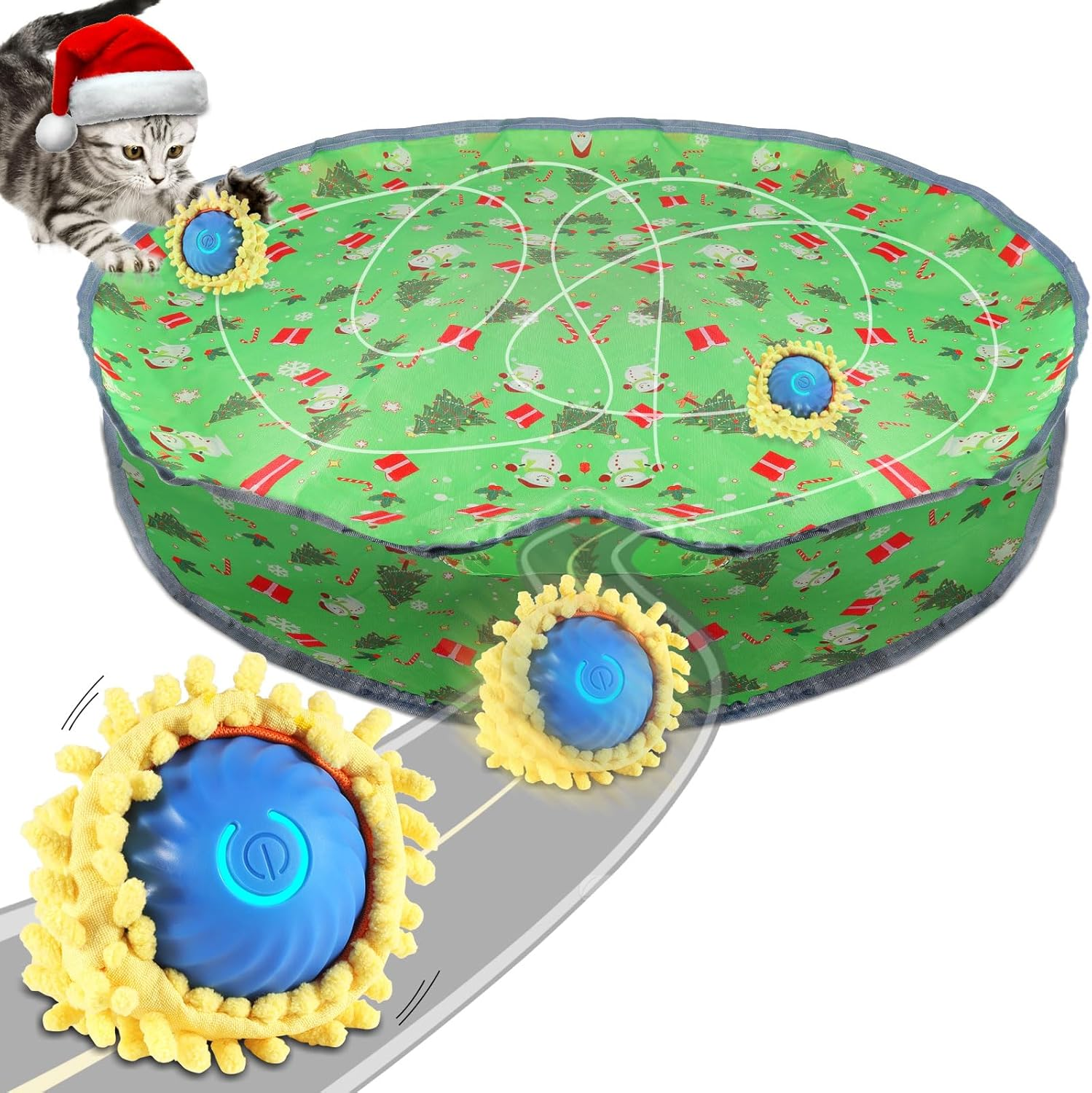 Interactive Cat Toys for Indoor Cats, Electric Rolling Cat Ball in Pouch, Simulation Hunting Toys for Cats, Hunting Hood with Cat Ball, Rechargeable Hide and Seek Cat Toy image number 6