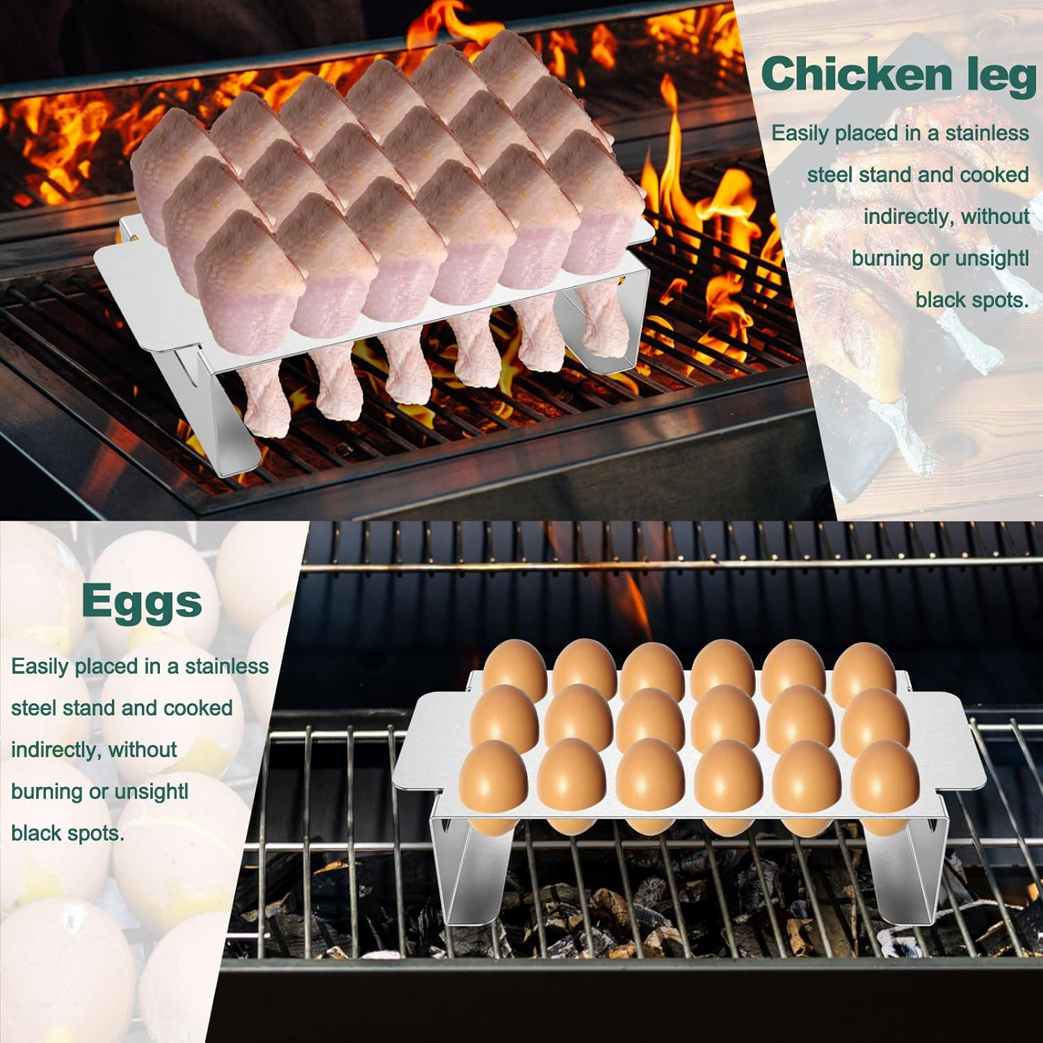 Abizarch 2Pcs Jalapeno Grill Rack with Pepper Corer Tool 18 Holes Pepper Grilling Rack Stainless Steel Chili Roasting Rack Rustproof Dishwasher Safe BBQ Pepper Holder for BBQ Pepper Chilli Chicken Win image number 4