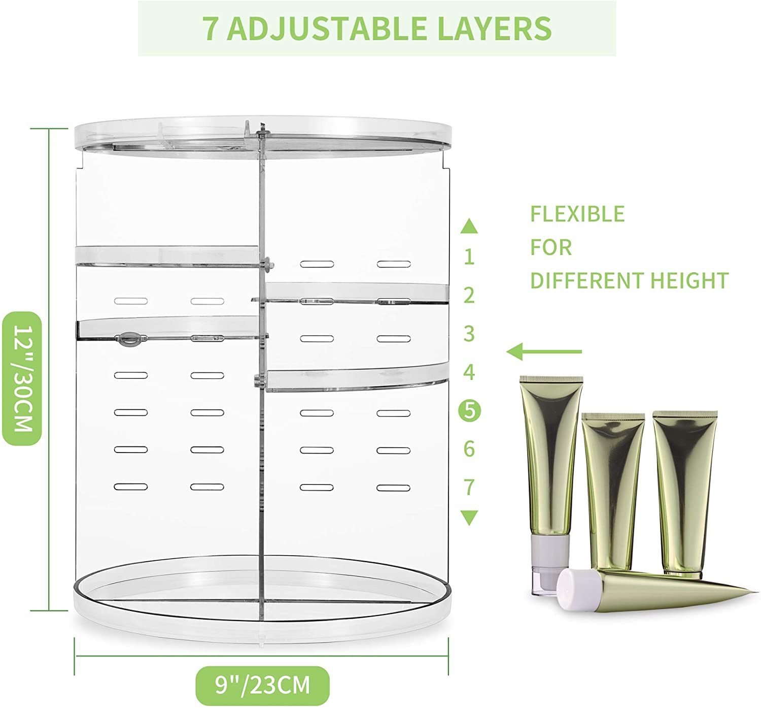 Coyaho Rotating Makeup Organizer, Cosmetic Storage Jewelry Box Clear
