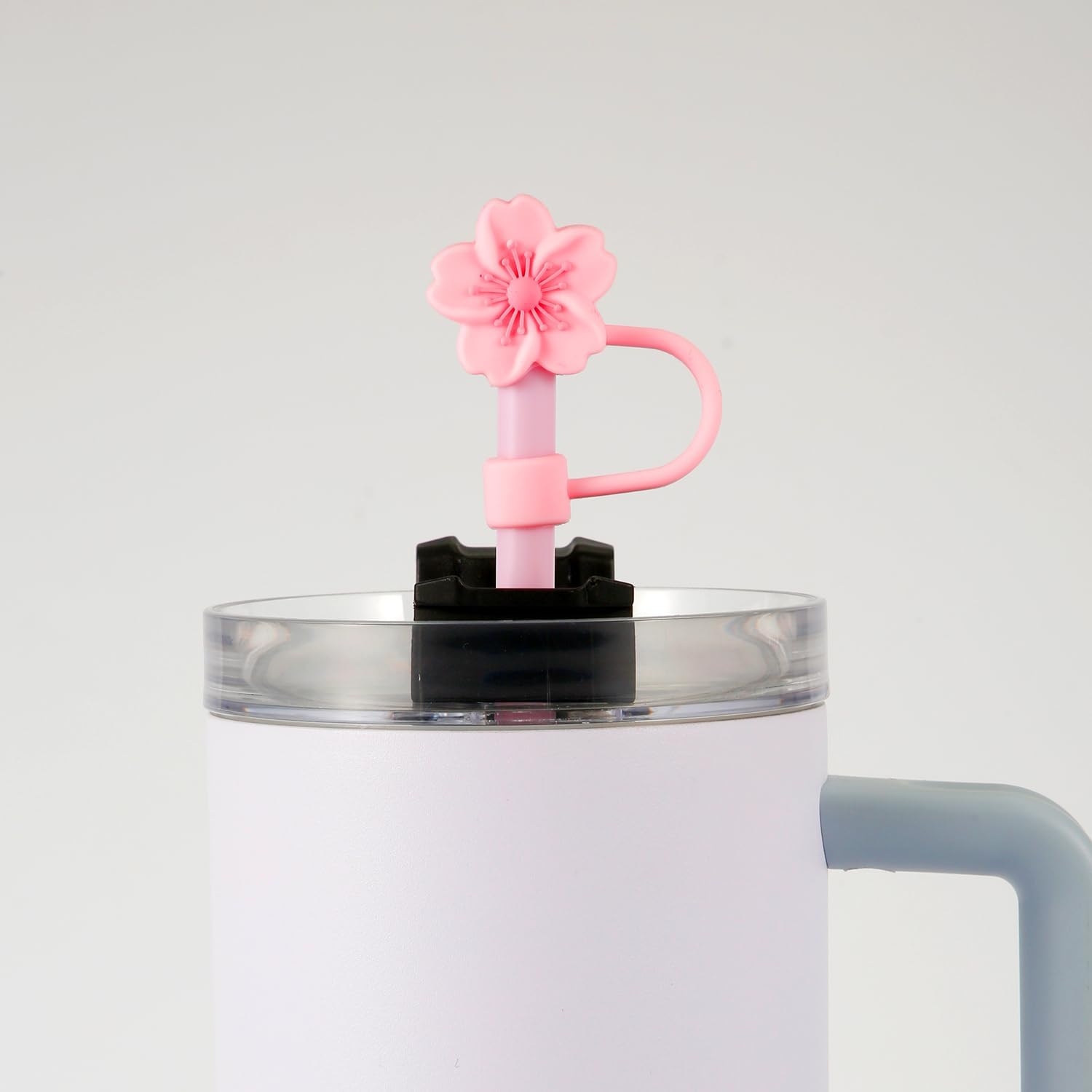 6Pcs 10Mm/0.4" Flower Straw Tip Topper for Stanley Sippy Cup, Pink Cherry Blossom Silicone Lid Cover Cap Reusable Seal Straw Plug Dust Proof Cute Straw Protector Accessories for 30 & 40 Oz Tumbler image number 4