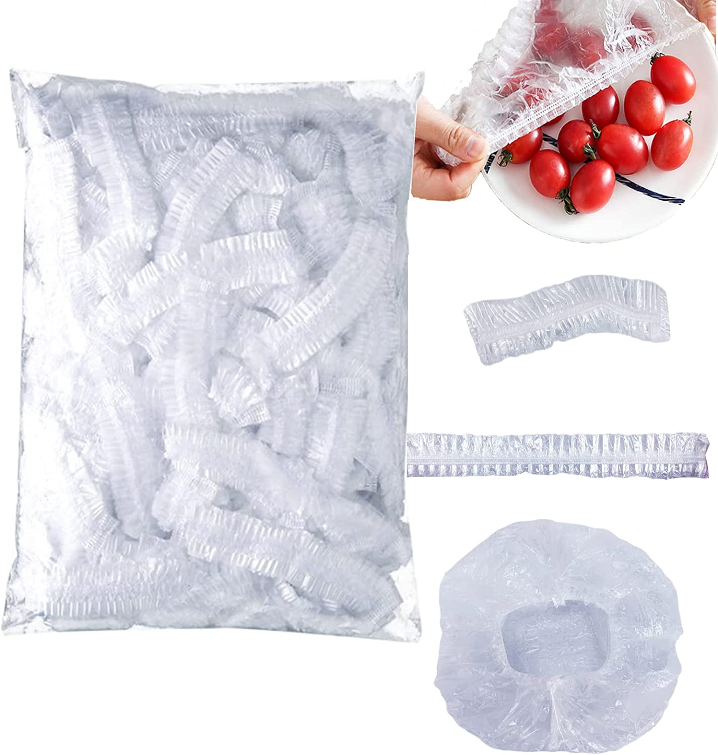 100PCS Fresh Keeping Bags Plastic Wrap Elastic Stretch Bowl Covers with Stretch PE Plastic Food Storage Covers Bowl Covers for Leftover and Meal Prep Covers Alternative to Foil for Outdoor image number 3