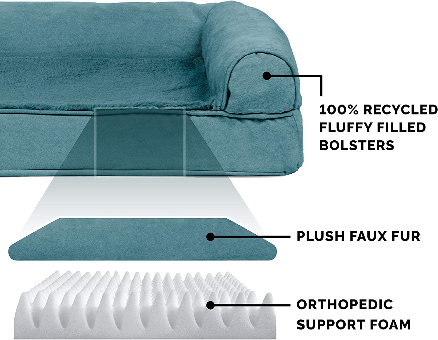Furhaven Medium Orthopedic Dog Bed Plush & Suede Sofa-Style W/Removable Washable Cover - Deep Pool, Medium image number 1
