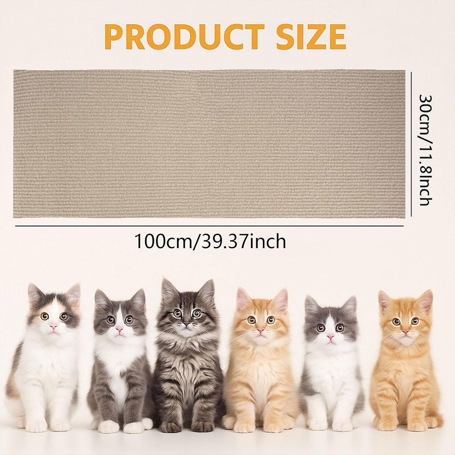 Cat Scratch Protector Climbing Mat,Cat Scratching DIY Furniture Guard Mat for Sofa Couch Cat Tree Wall Protection for Pet Cats (100 Cm X 30 Cm/39.37" X 11.81"),Reusable Self-Adhesive - Ruibex (Khaki)