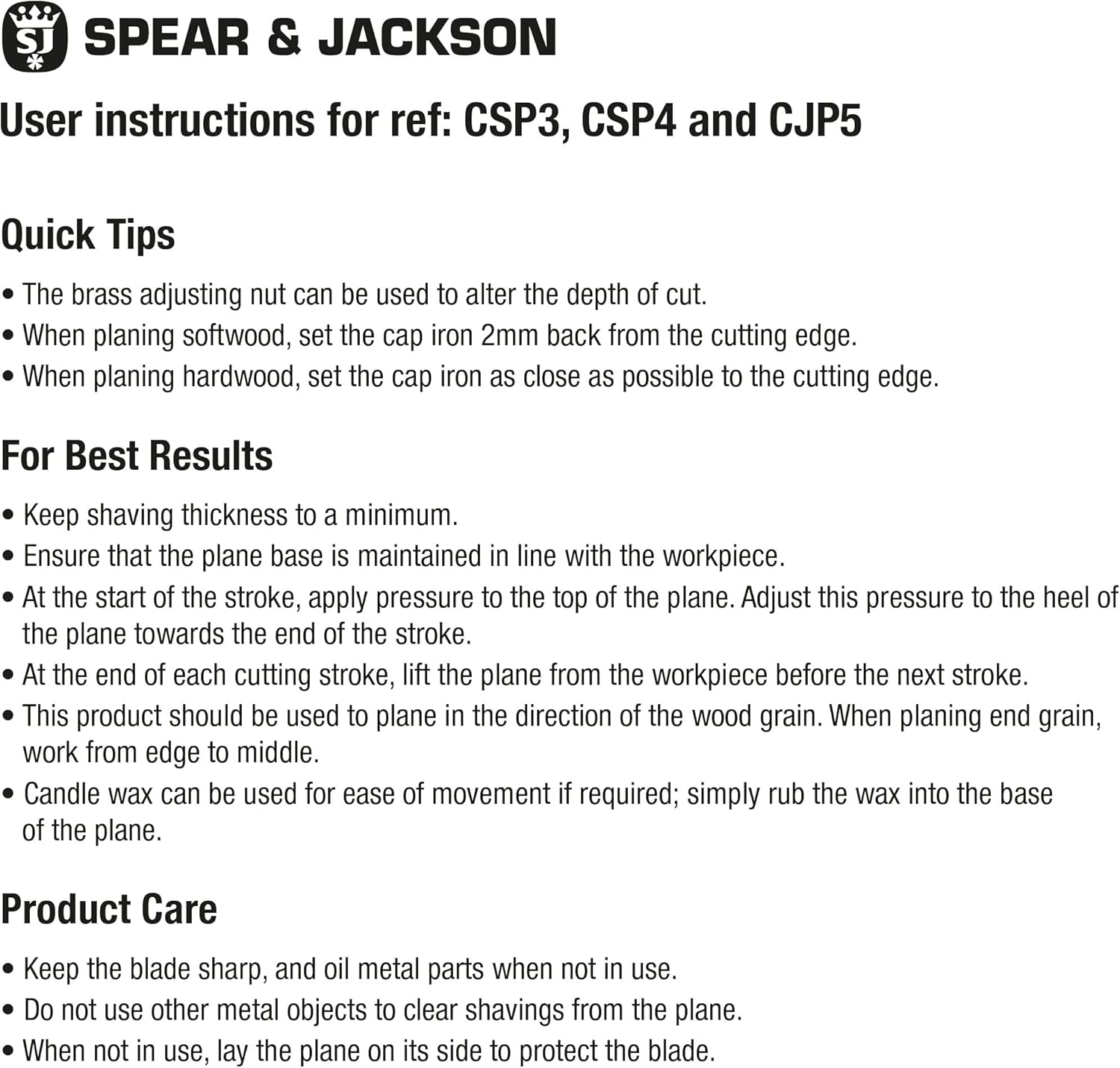 Spear & Jackson CSP4 No. 4 Smoothing Plane image number 2