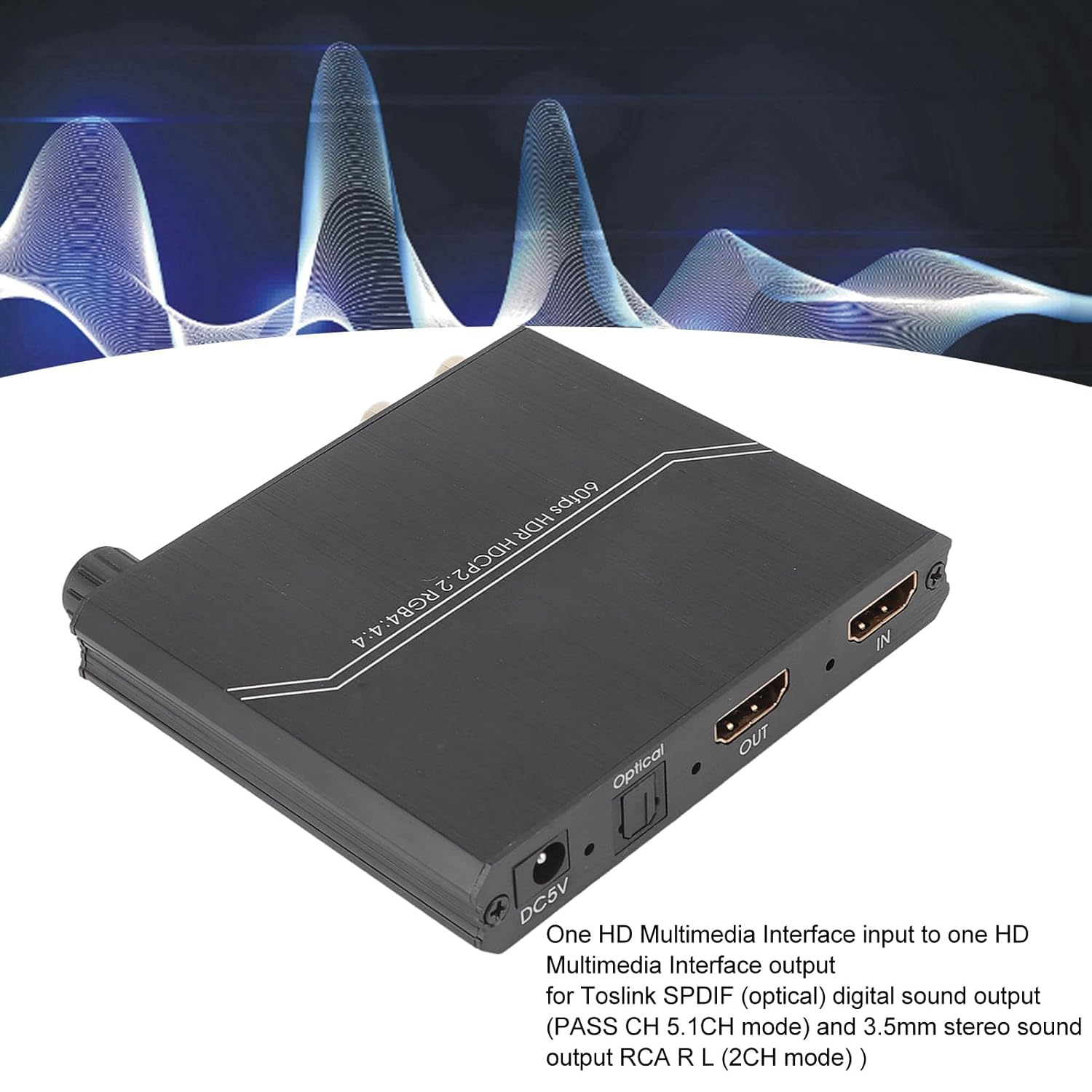 Audio Extractor 4K 60Hz, HD Multimedia Interface Audio Splitter with Volume Control, Sound Extractor for DVD Player, Network Player, Set Top Box, for PS2, for PS3, for PC Laptop image number 3