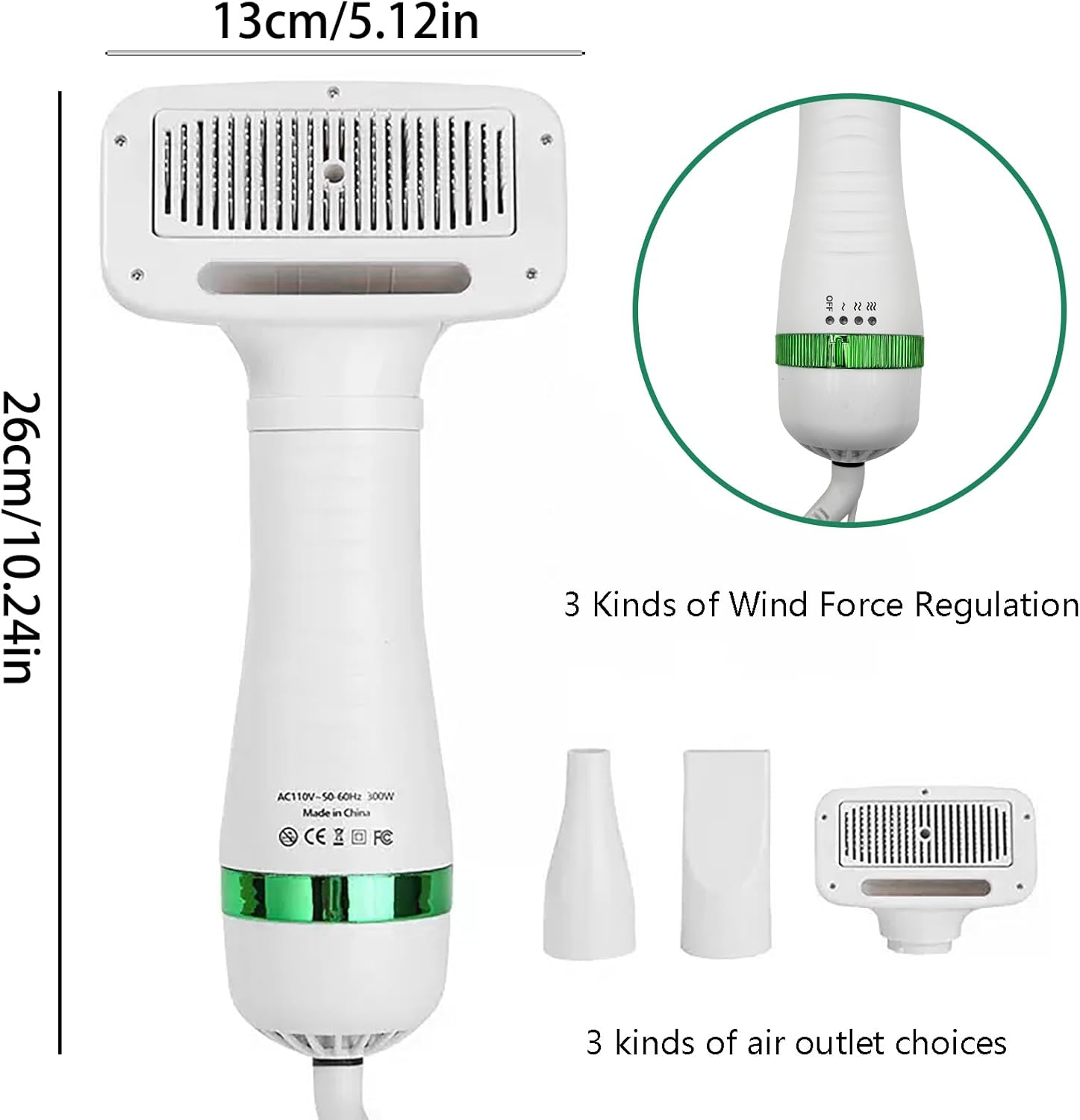 Xoxel Pet Hair-Drying Comb Pet Hair Dryer with Slicker Brush, 2-In-1 Grooming Dryer for Dogs & Cats | Lightweight, Quiet, Adjustable Temp | Perfect for Small to Medium Pets image number 3