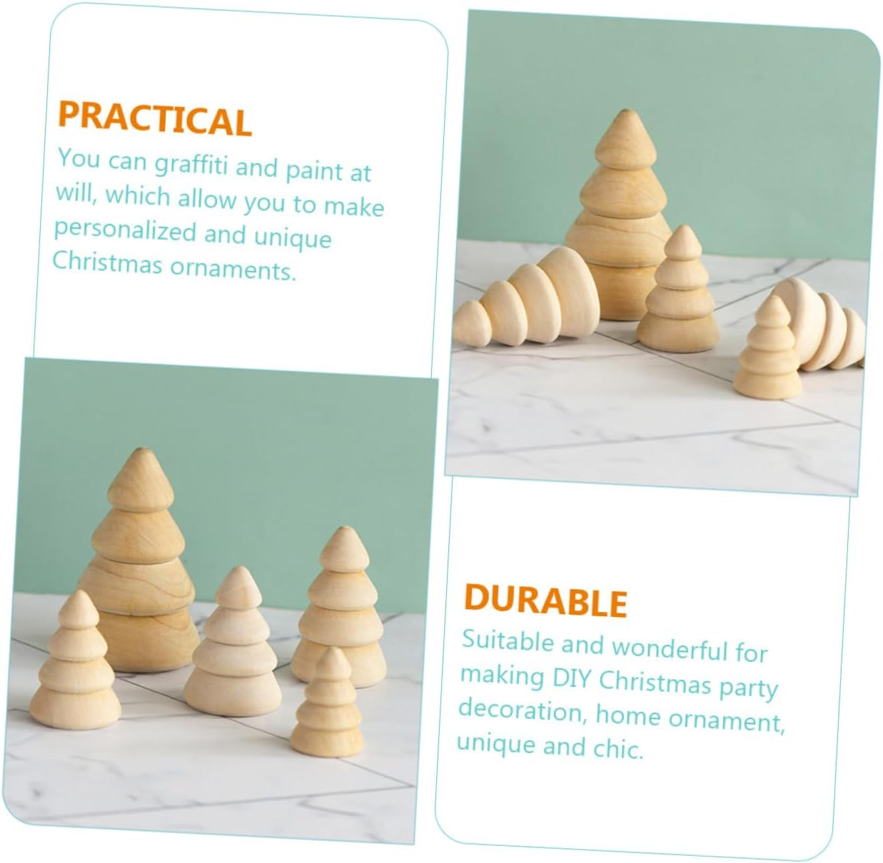 KONTONTY 5Pcs DIY Wooden Christmas Tree Crafts Unfinished Xmas Tree Cutouts Ornament for Christmas Decorations Home DIY Painting Craft Project image number 1