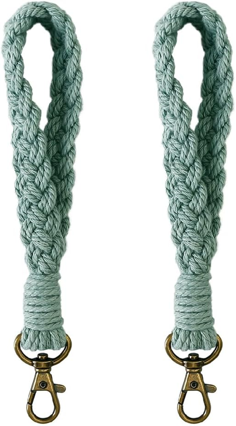 AOKSUNOVA Macrame Keychain Wristlet Strap for Key Hand Wrist Lanyard Key Chain Holder Handmade White Black