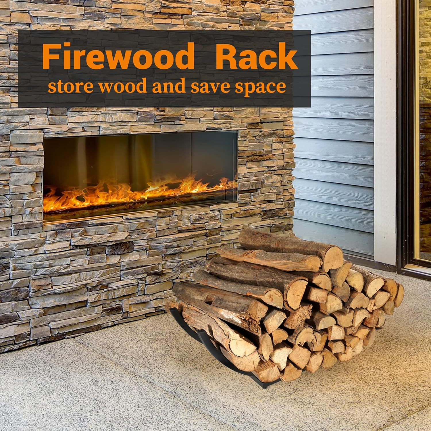 Curved Firewood Rack Firewood Holder: Heavy Duty Small Firewood Holder for Fireplace Indoor - Outdoor Log Rack Wood Holder 30-Inch image number 2