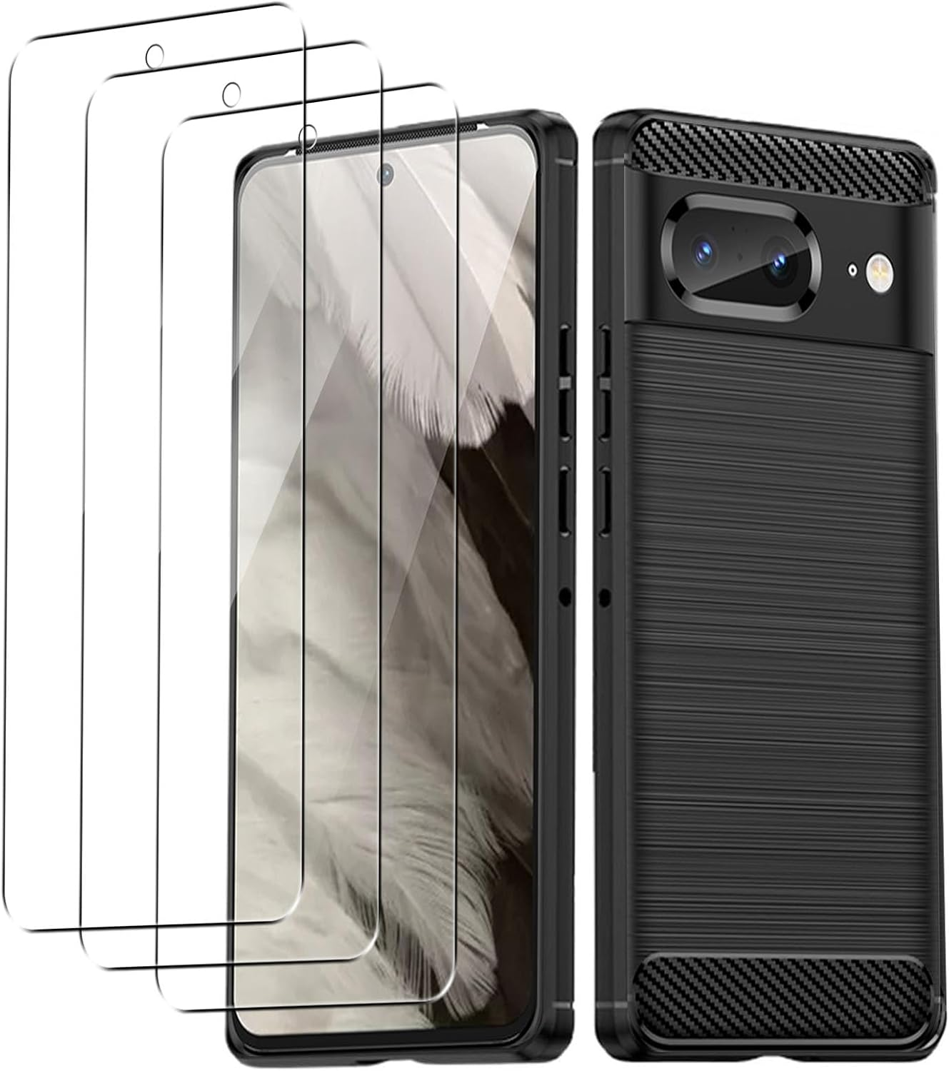 Electro-Weideworld Case for Google Pixel 8 + [3 Pack] Screen Protector, Shock-Absorption Flexible Silicone Protective Cover Phone Case for Google Pixel 8 image number 3