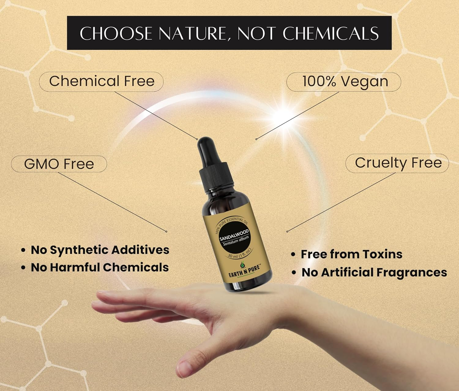 Earth N Pure Sandalwood Essential Oil (Chandan Oil) | 30 Ml | 100% Pure, Undiluted, Natural & Therapeutic Grade-Bright, Clean, Flawless Skin, Ideal for Diffusers image number 5