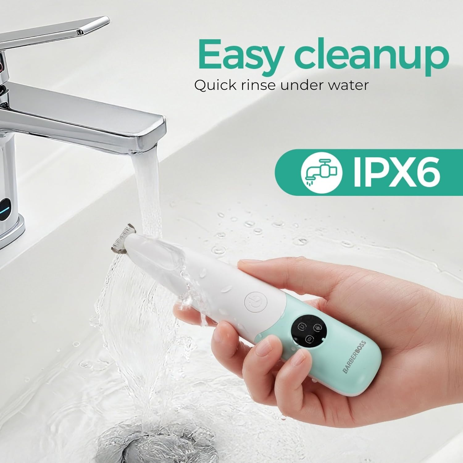 Barberboss Pet Hair Trimmer, Dog and Cat Grooming Scissors with LED Indicator, Low Noise Wireless Paw Cutter, USB Rechargeable Pet Detail Cutter for Face, QR-9001 image number 4