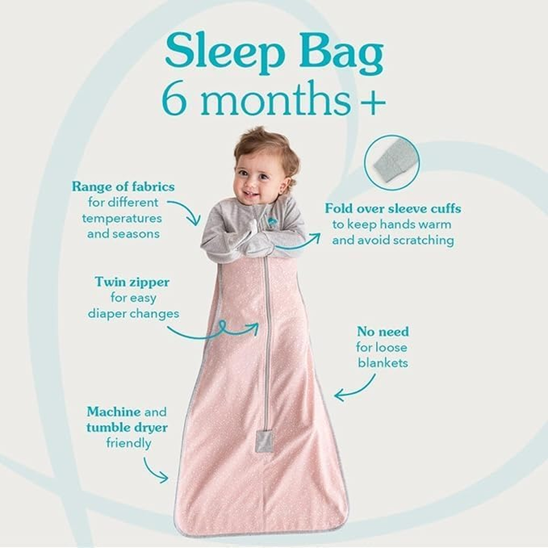 Love to Dream Cotton Long Sleeve Sleep Bag - Light, Wearable Blanket and Ultra Breathable, Sleep and Play - 1.0 TOG - (20-24&deg;C) Ideal for Moderate Temparature (Twinkle Podwer Blue, 6-18M) image number 5