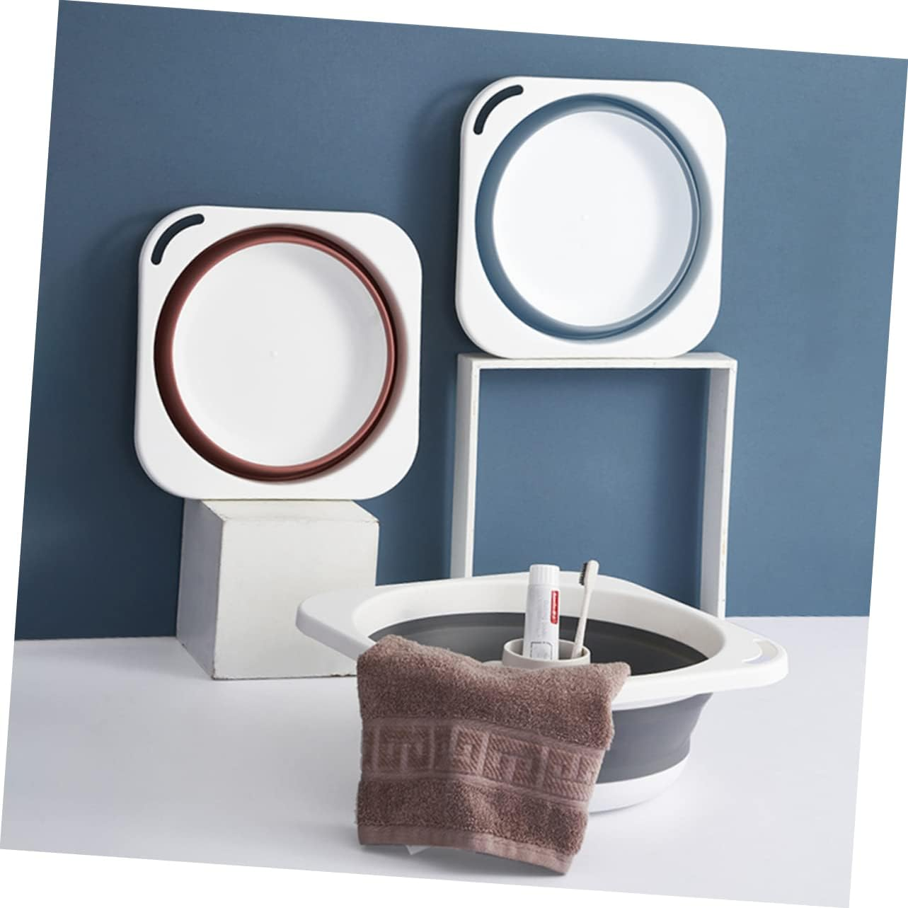 Foldable Washbasin Portable Hanging Foot Wash Basin Medium Pink Multipurpose Bathroom and Baby Bath Basin for Travel Laundry and Outdoor Use image number 4