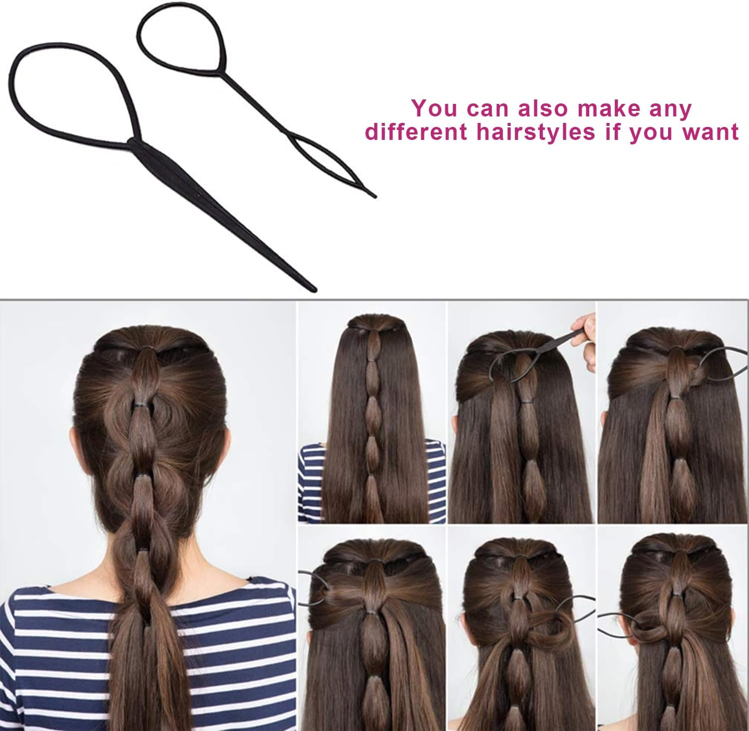 Hair Styling Tool Set Topsy Tail Ponytail Maker Braid Ladies Girl Clip Loop image number 4