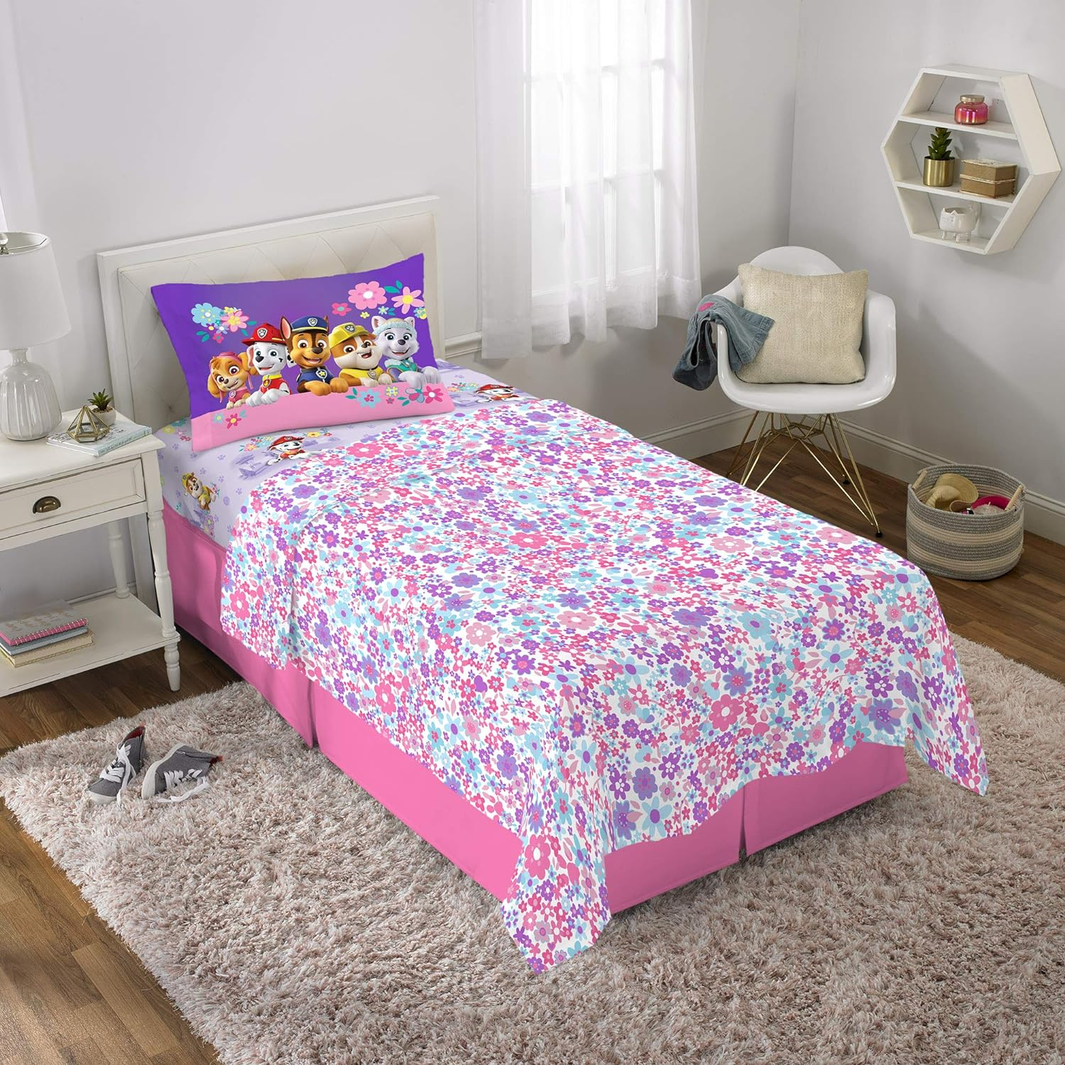 Franco Paw Patrol Girls Kids Bedding Super Soft Microfiber Sheet Set, Twin, (Official) Nickelodeon Product By image number 3