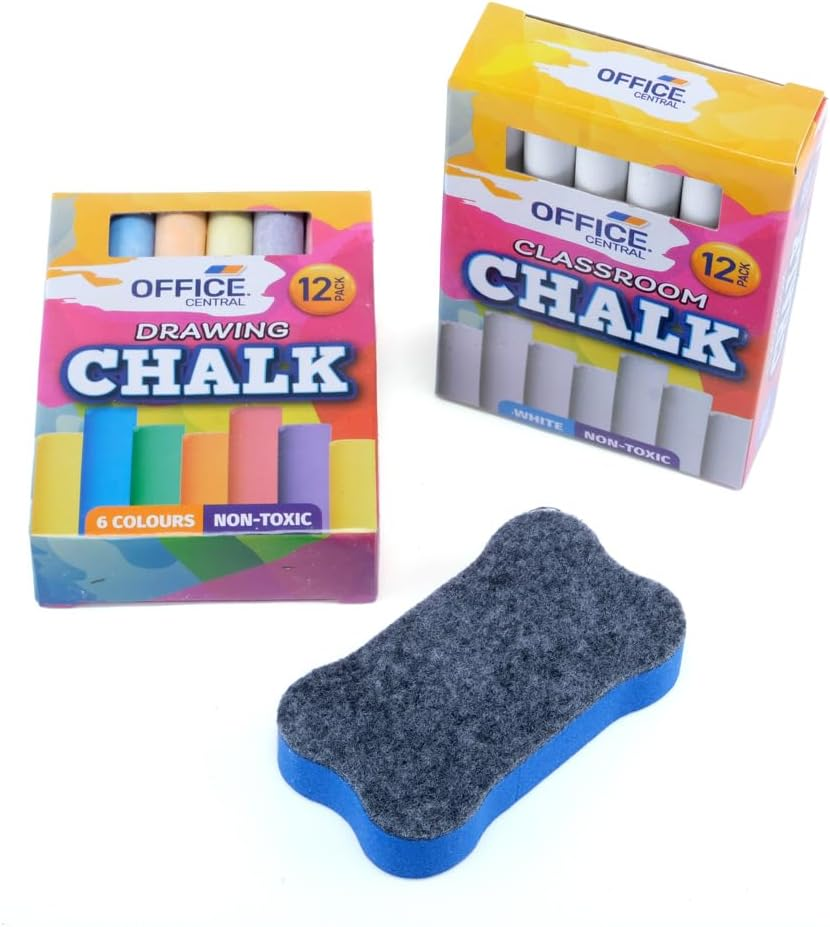 Office Central Chalk Set with Duster (Pack of 3) image number 4
