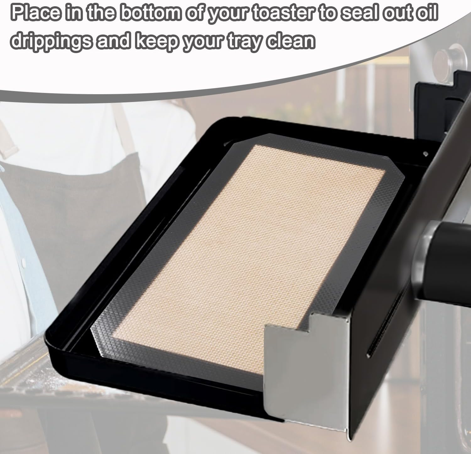 2Pcs Silicone Baking Mats, 9.57X5.59 Inch ST100 & ST101 Silicone Oven Liners 2-In-1 Baking Sheet for Cookies Non Stick Silicone Liners for Ninja for Bread Macarons Toaster (Grey) image number 5