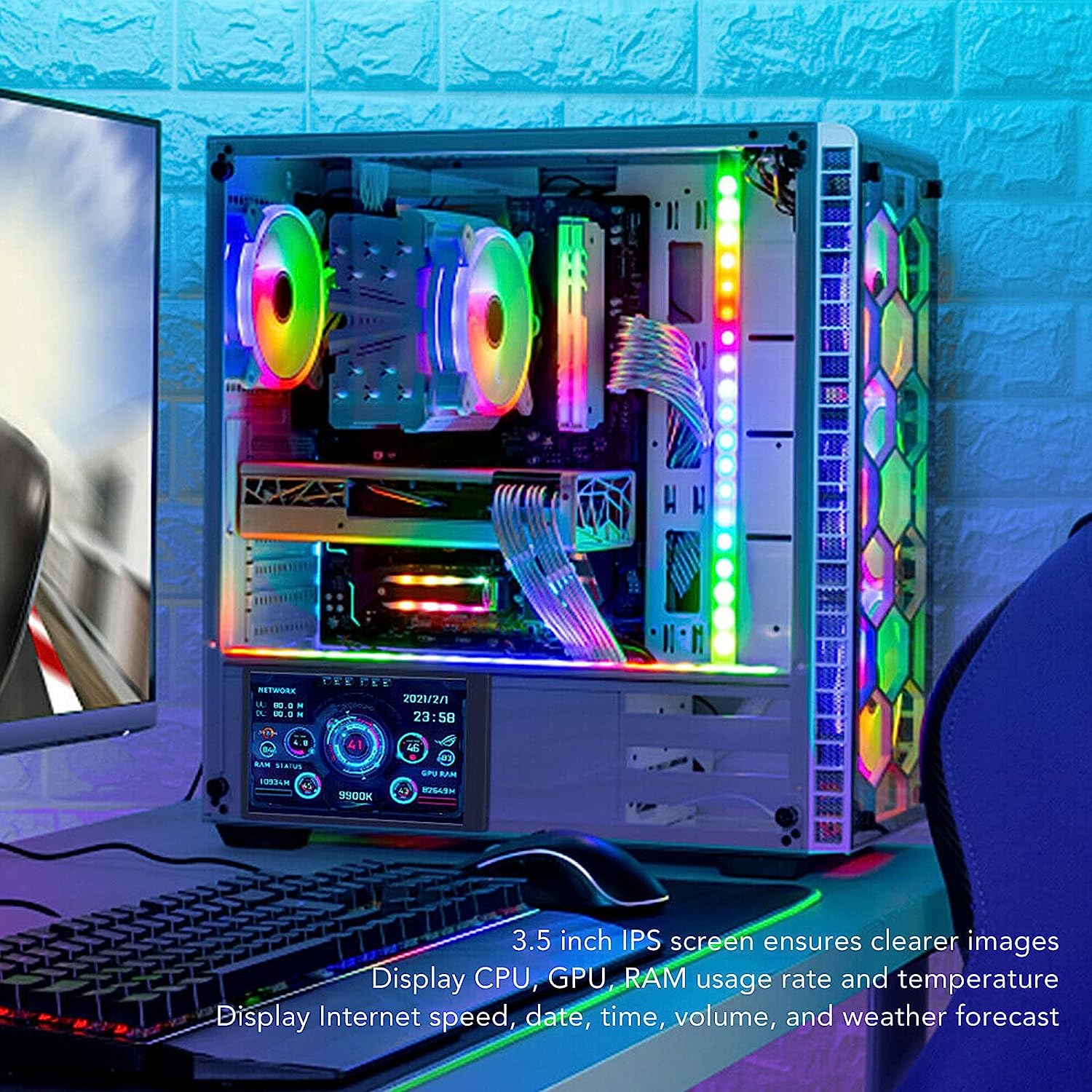 3.5 Inch Computer Temp Monitor, PC Temperature Display Computer Sensor Panel, PC CPU Data Monitor for PC CPU RAM Data image number 4