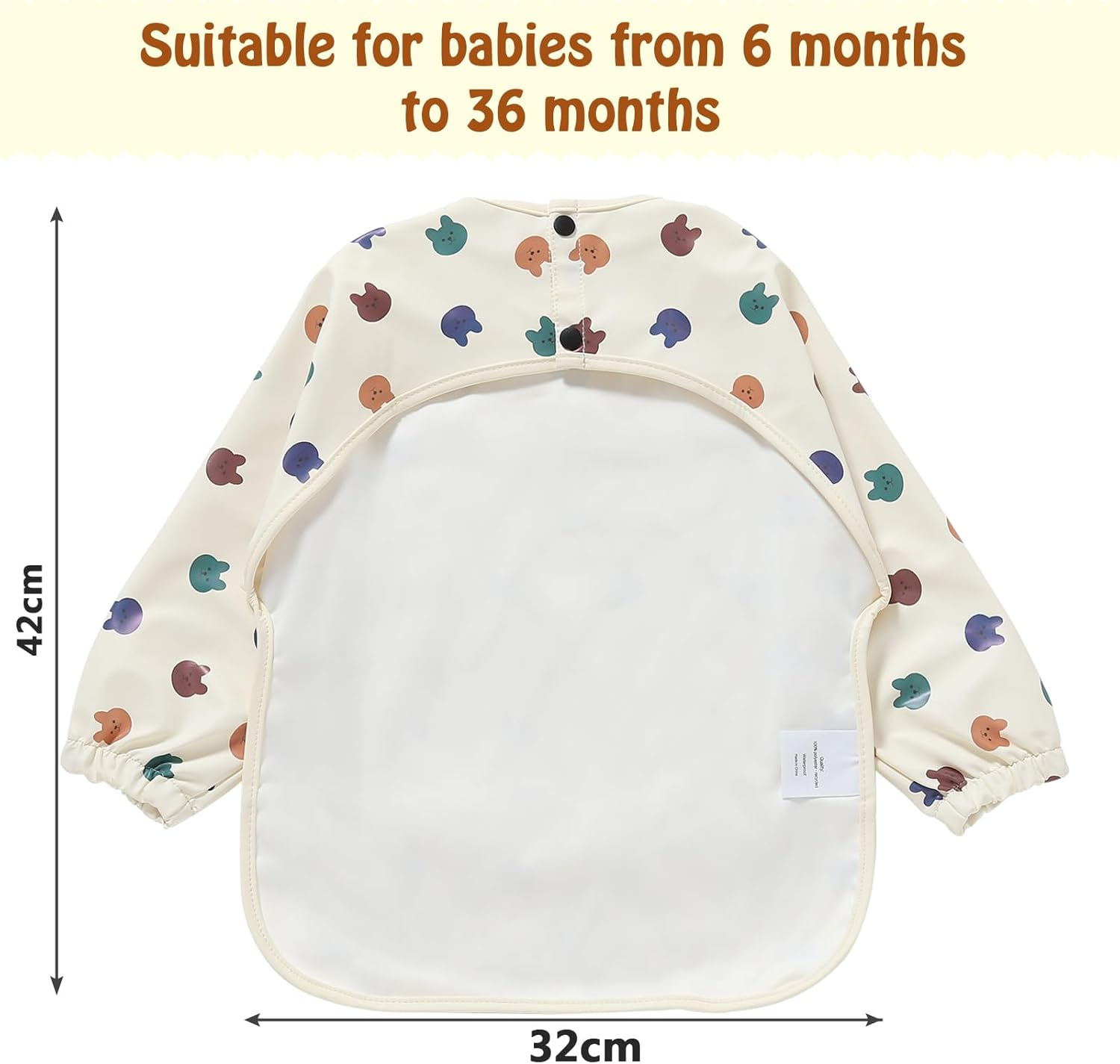 Hiumotan Feeding Bib & Baby Bib with Long Sleeves & BLW, Soft and Skin-Friendly Material, Coverall Bibs for Baby Feeding, Waterproof and Easy to Clean & Machine Washable, Infant Toddlers (Yellow) image number 1