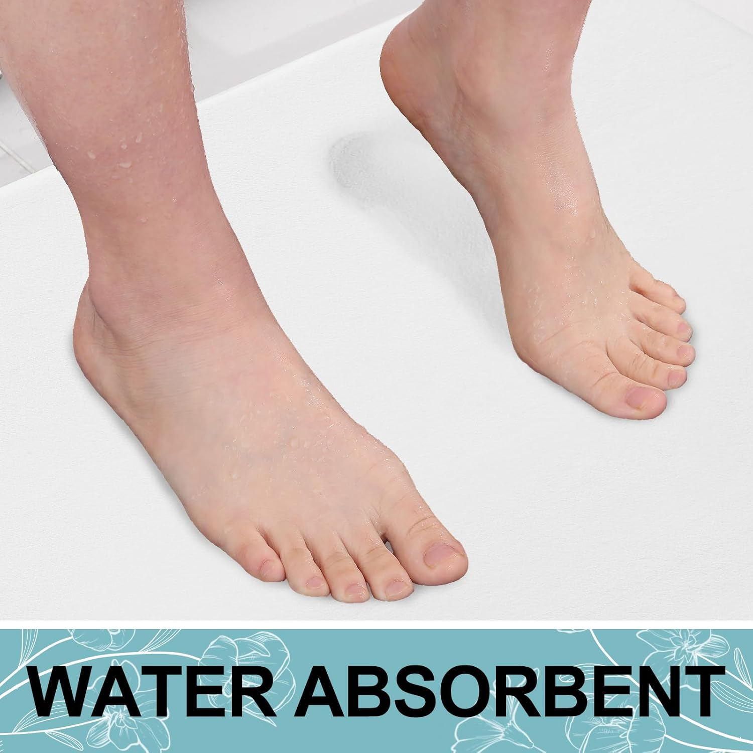 Smiry Memory Foam Bath Mat, Super Soft Absorbent Bathroom Rugs Non Slip Bath Rug Runner for Shower Bathroom Floors, 32" X 20", White image number 1