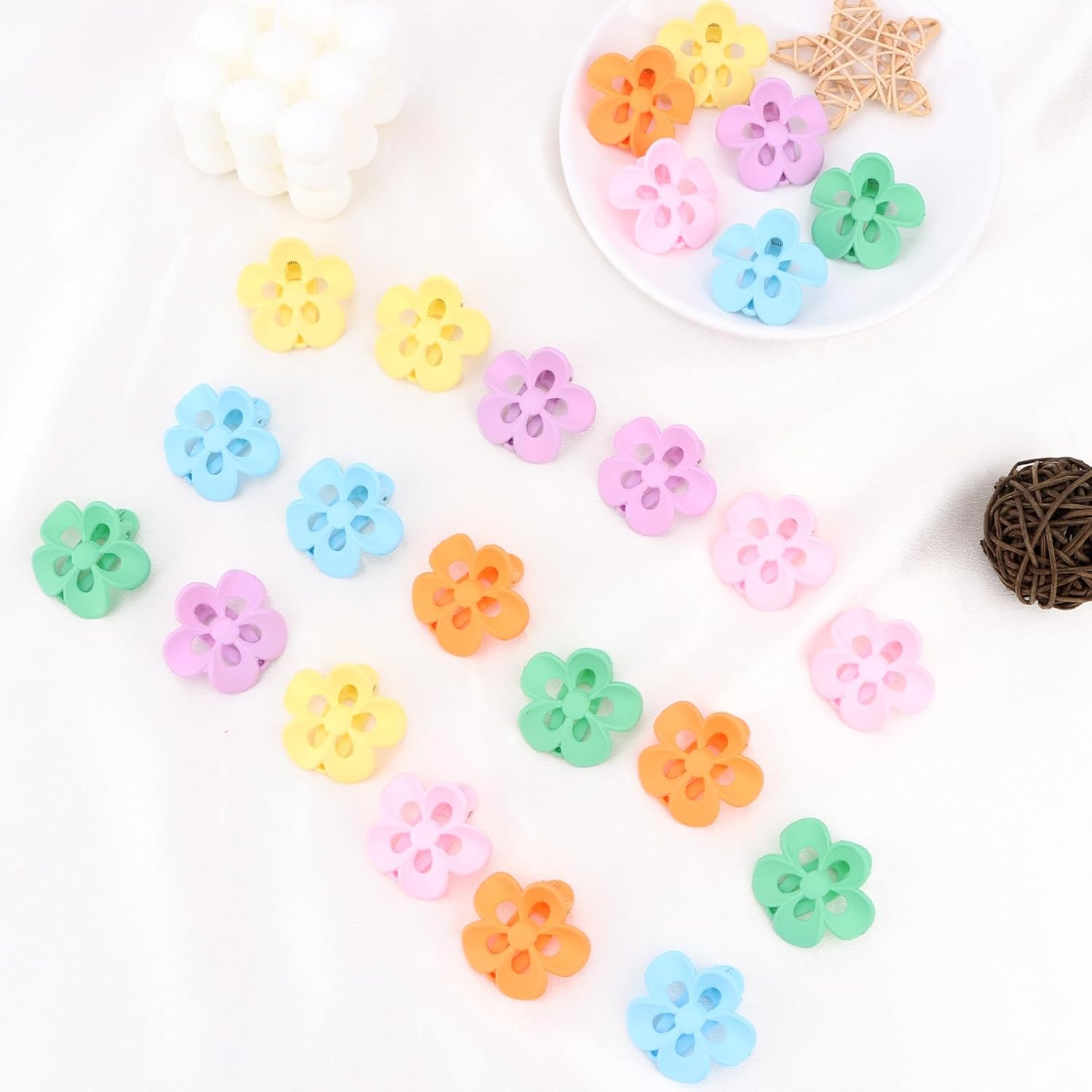 Pruadeor Pack of 24 Flower Hair Clips Small for Girls Women Flower Hair Clip Love Hair Accessories image number 5