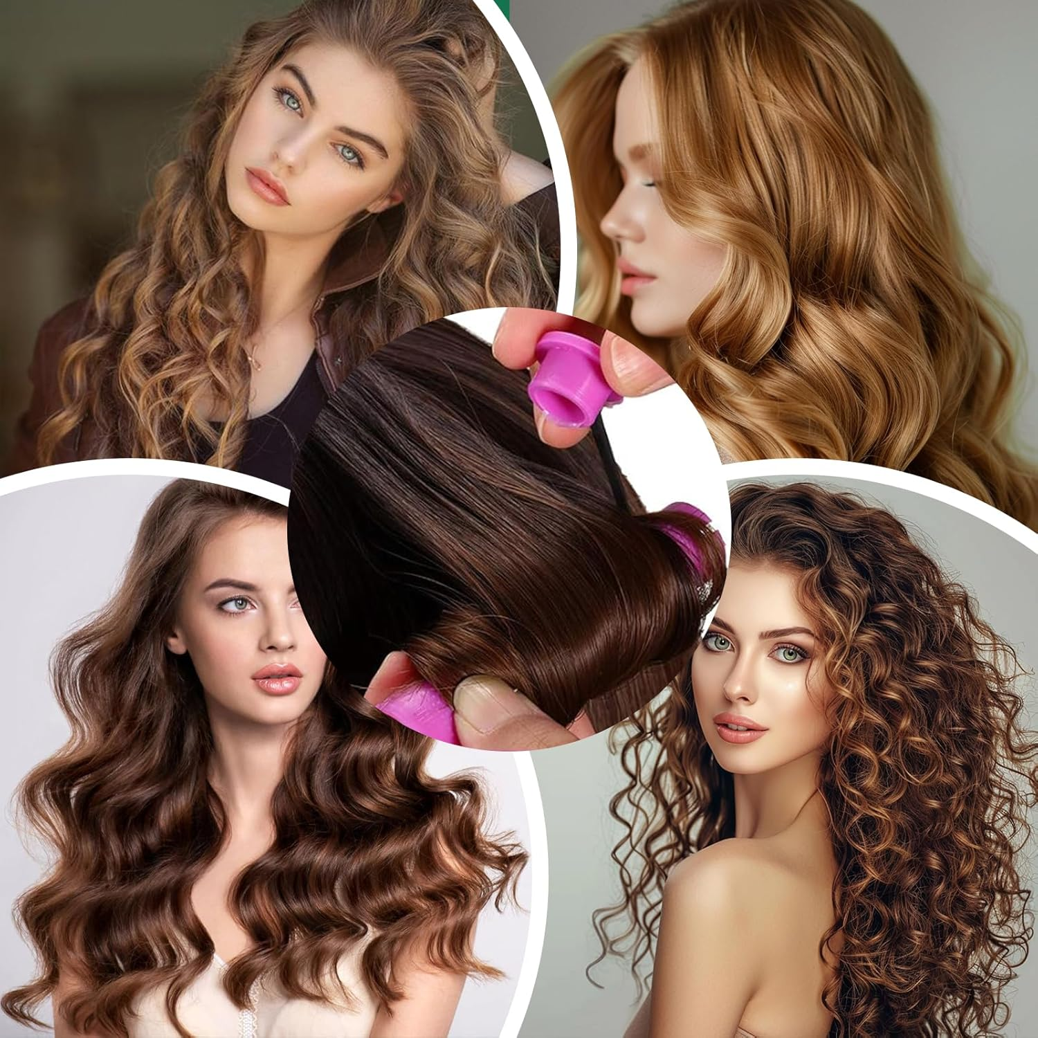 Pack of 30 Medium Perm Rollers, 0.75 Inch Perm Set Complete Curlers, Hair Rollers for Women with Elastic Band for Natural Hair, Long Short Hair Styling Tool