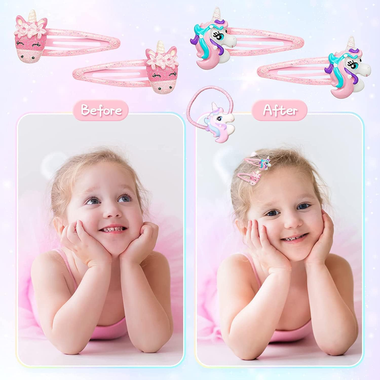 Queerelele Unicorn Hair Clips Unicorn Hair Bobbles PVC Cartoon Hair Clips Hair Clips for Children Unicorn Hair Accessories Girls Hair Clips for Toddlers Girls Hair Clip Accessories Gift (Pack of 5) image number 2