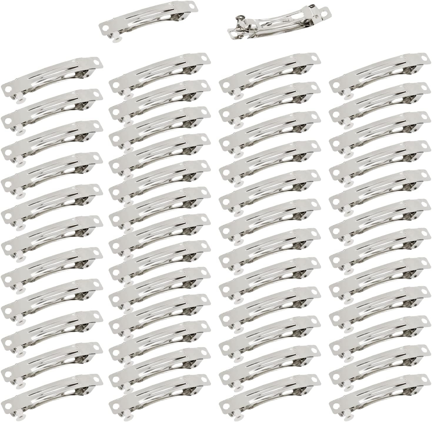 Cinaci 50 Pieces 5 Cm Blank Silver DIY Metal French Hair Clips Craft Snap Hair Clips Pins for Women Girls Hair Accessories image number 1