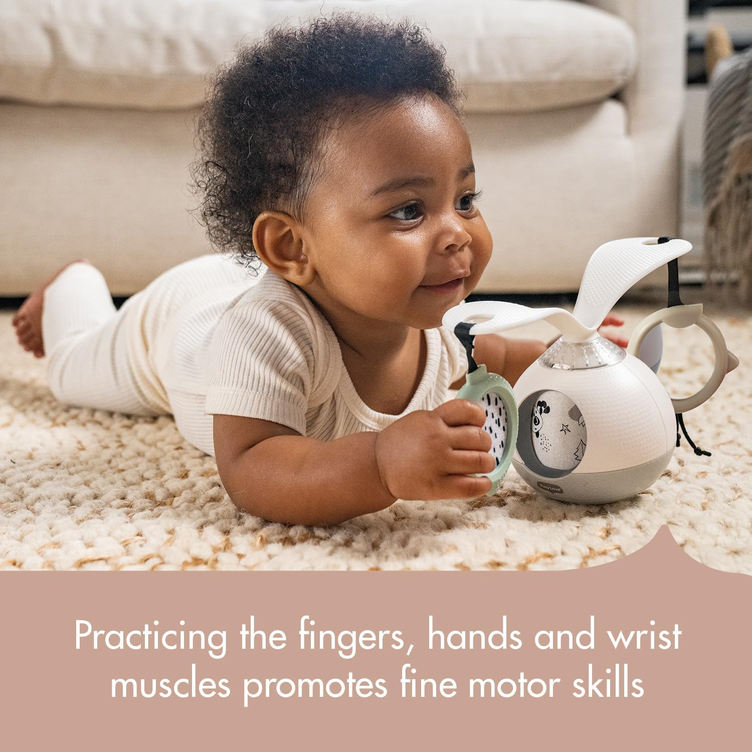 Tiny Love Black & White Decor Collection 2-In-1 Tummy Time Mobile Entertainer - Engaging & Portable Baby Gym with Music, Lights, and Peek-A-Boo Fun, Nursery Mobile, Take along Mobile image number 6