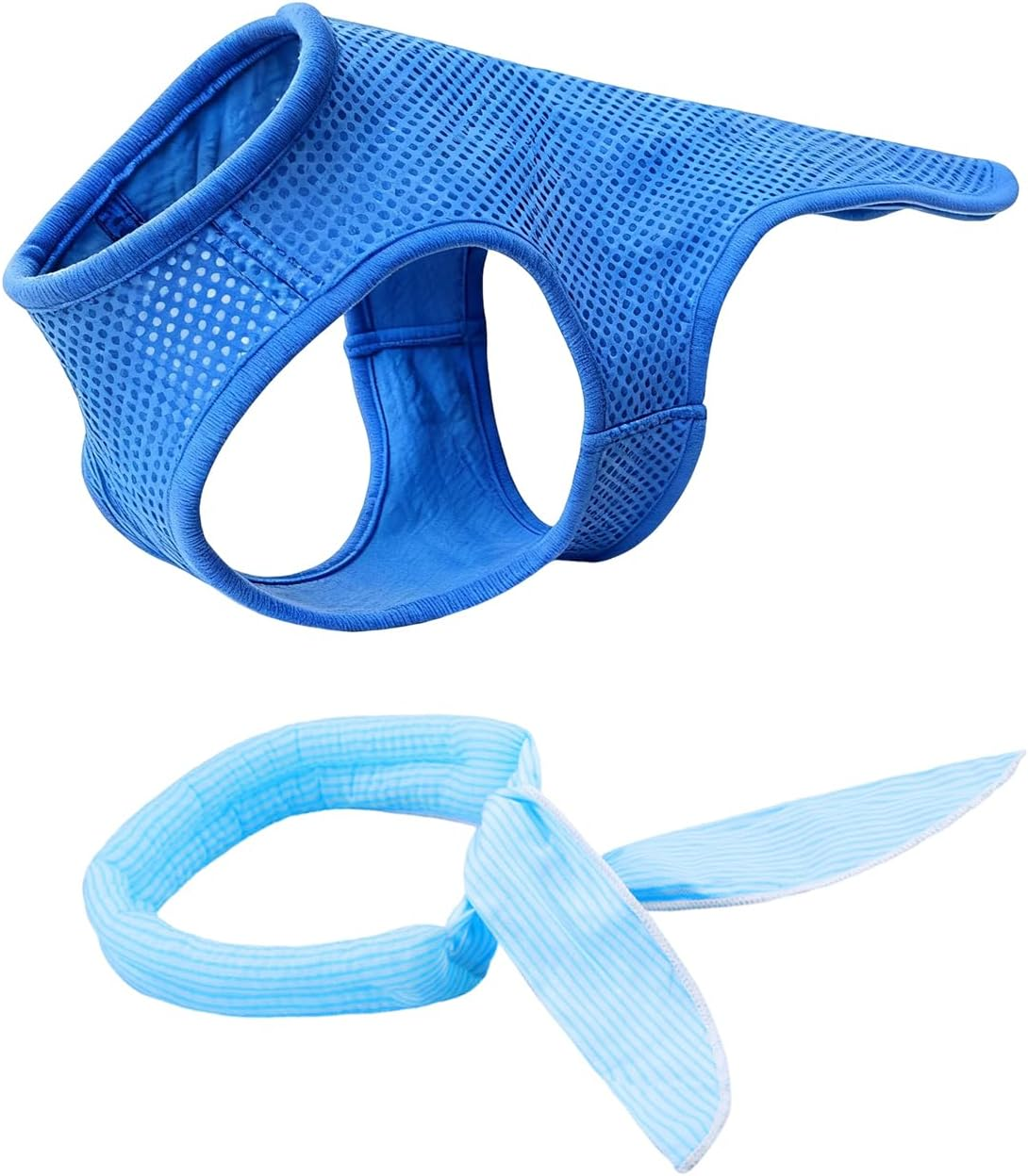 AIRTILY 1 X Cooling Clothes, 1 X Cooling Bib, Breathable Pet Vest, Summer Heat Reducing Vest, Cat Cool Scarf, Pet Supplies
