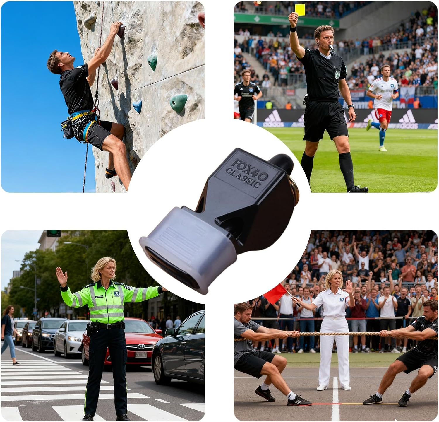 4Pcs Soccer Referee Whistle, Non-Nuclear Coach Whistle, Sports Whistle Coach Special, Fox Whistle Special Silicone Teeth Guard (Black) image number 1