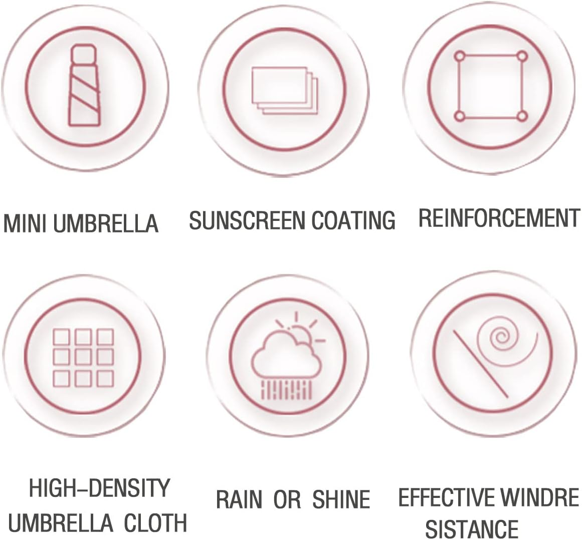 Mini Folding Windproof Travel Umbrella Cute Small Umbrella for Sun and Rain 99% UV Protection Compact Lightweight Portable for Women Men Kids Multiple Colors image number 3