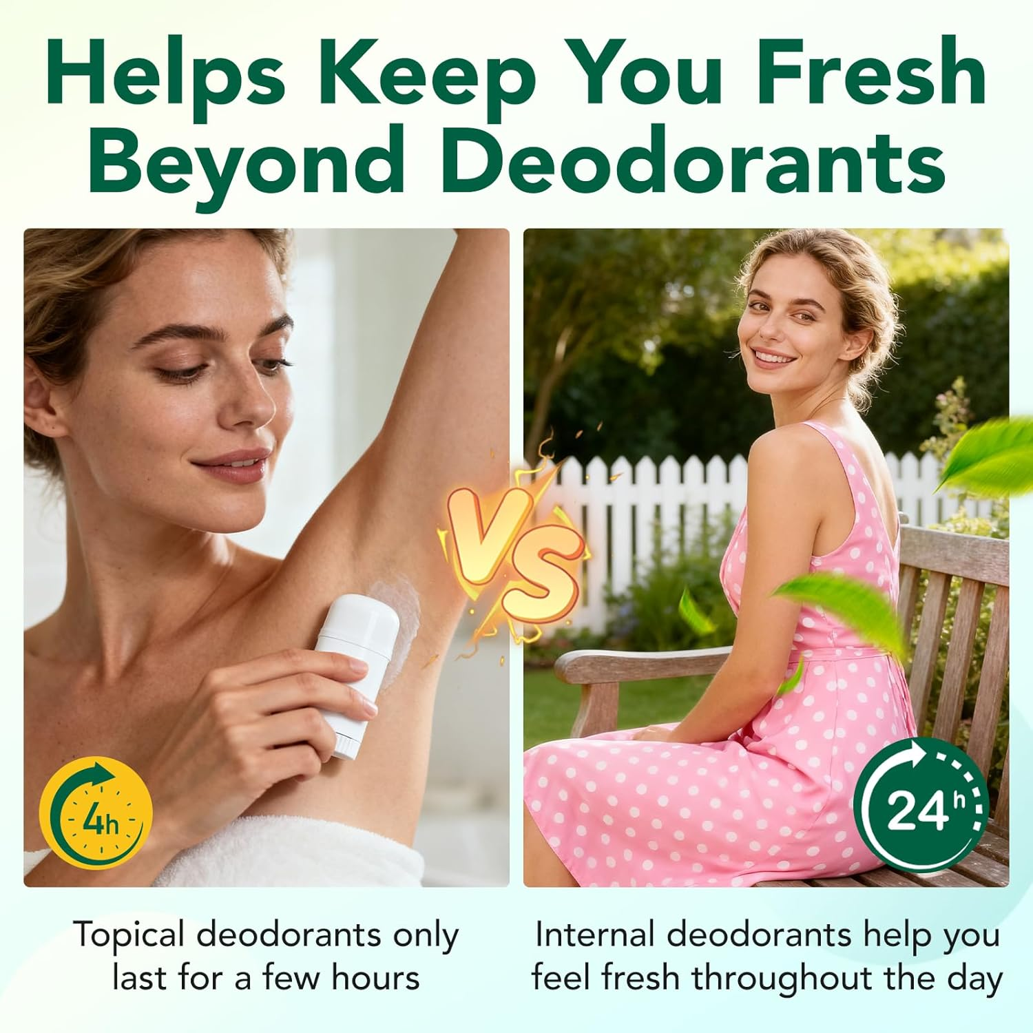 Body Deodorizing Supplement 120 Capsules | with Chlorophyll, Parsley & Peppermint | Helps Maintain Natural Freshness & Odour Balance | 100% Natural Formula | 4 Month Supply