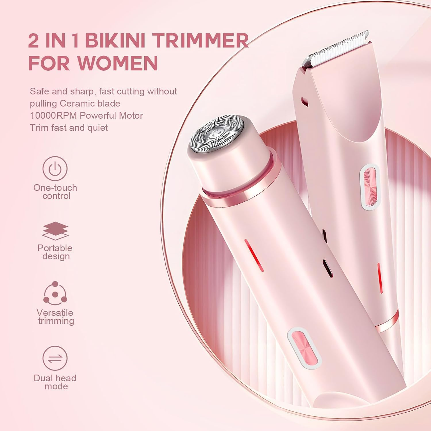Glow Aura Womens Shaver, Glowshave - Electric 2 in 1 Double-Headed Lady Razor, Wet and Dry Bikini Trimmer, Glow Shave Waterproof Womens Body Shaver for Leg Arm Underarm image number 4