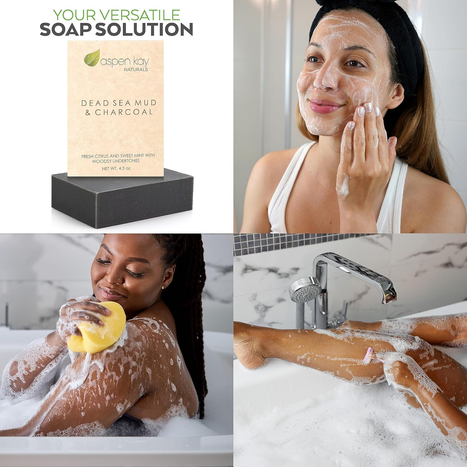 Dead Sea Mud Soap Bar 100% Organic & Natural. with Activated Charcoal & Therapeutic Grade Essential Oils. Face Soap or Body Soap. for Men, Women & Teens. Chemical Free. 4.5Oz Bar image number 4