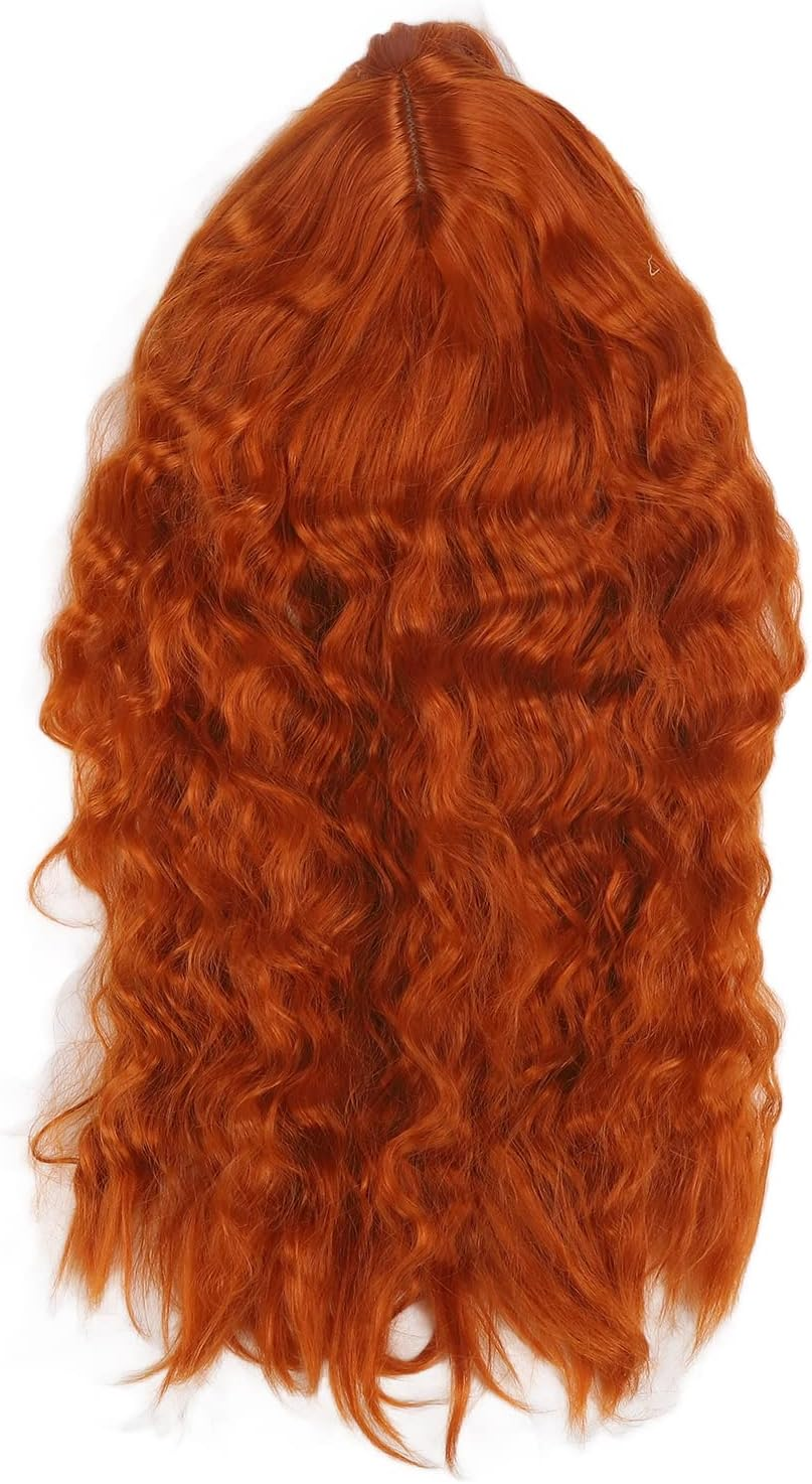 Women Hair Wig, Women Hair Toupee Long Wavy Elastic for Halloween for Female (Dirty Orange) image number 2