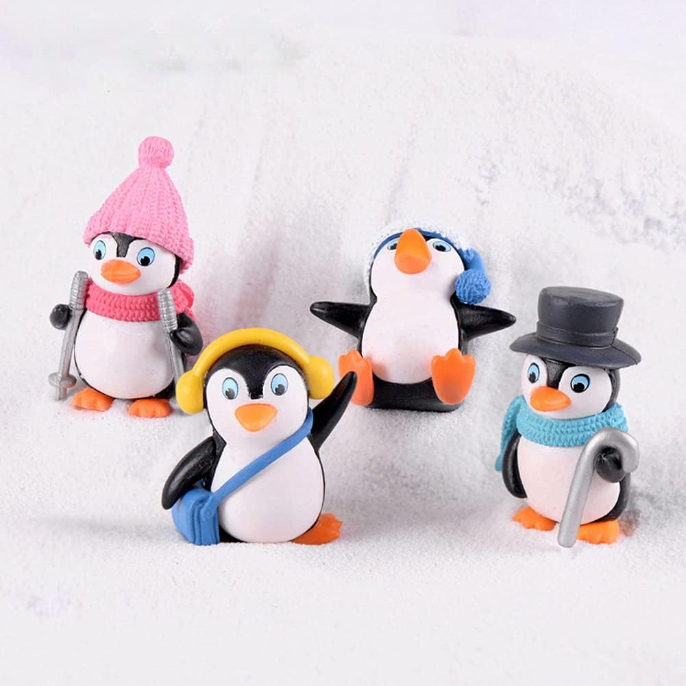 16Pcs Cute Penguin Characters Toy Figure, Mini Penguin Figurines Collection Playset Penguine Cake Topper Micro Landscape Decoration Birthday Party Supplies image number 3