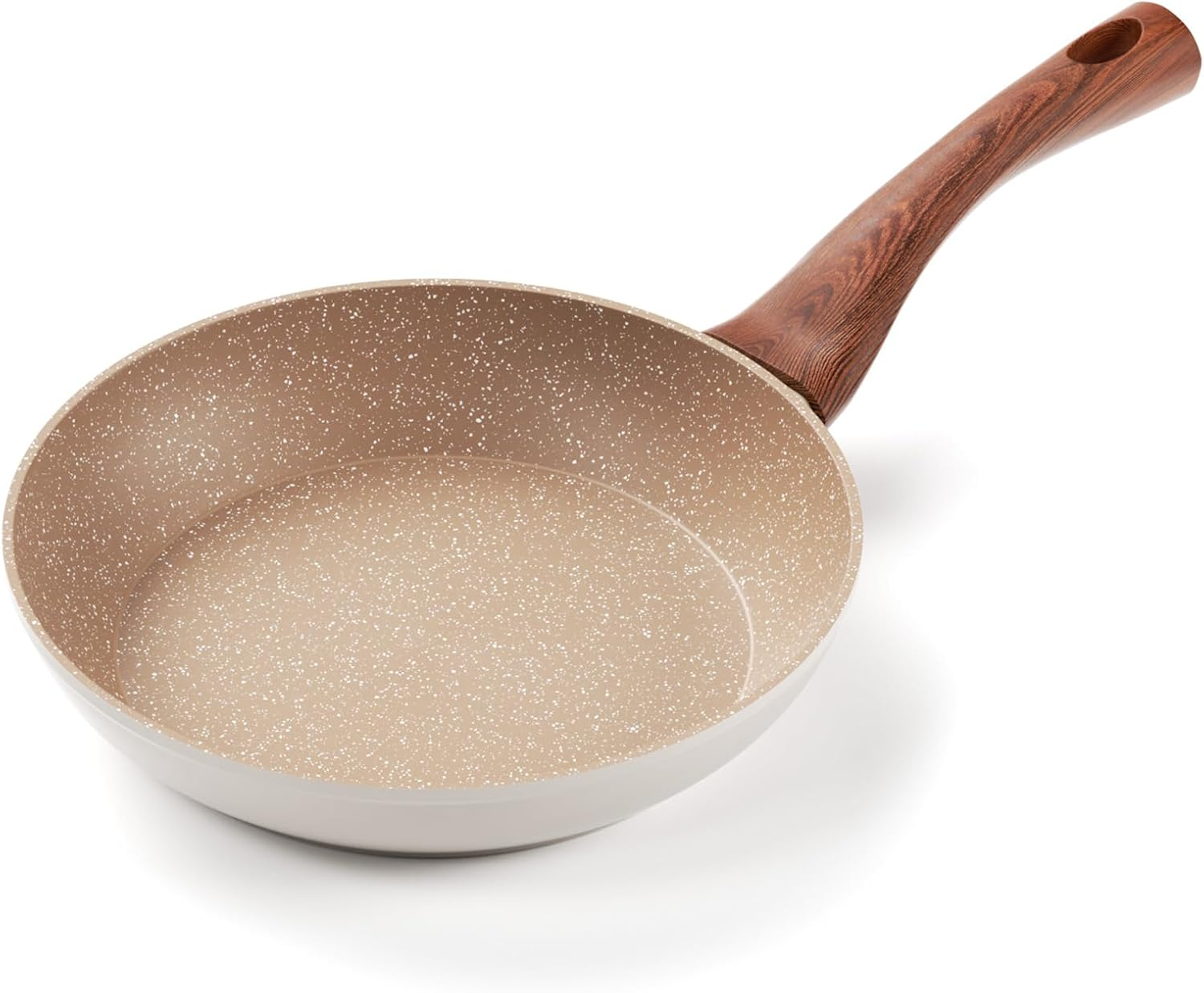 Frying Pan Nonstick, 24 CM Pink Egg Pan, Non Stick Fry Pan 100% PTFE Pfoa-Free Omelet Pan, Toxin-Free Skillets Stone Cookware, Anti-Warp Base with All Stove Tops Available, Induction Compatible