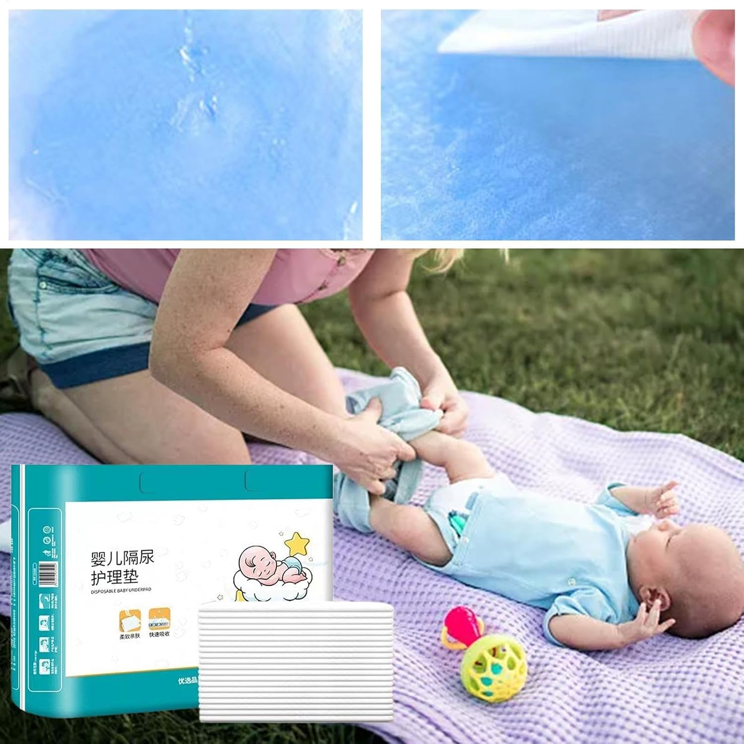 Baby Changing Pad Liners - 40X Leak Proof Mattress Pad Protector - Heavy Absorbency Reusable Pads, Baby Diaper Change Pad, Waterproof Changing Pad for Girls, Boys, Parents image number 2