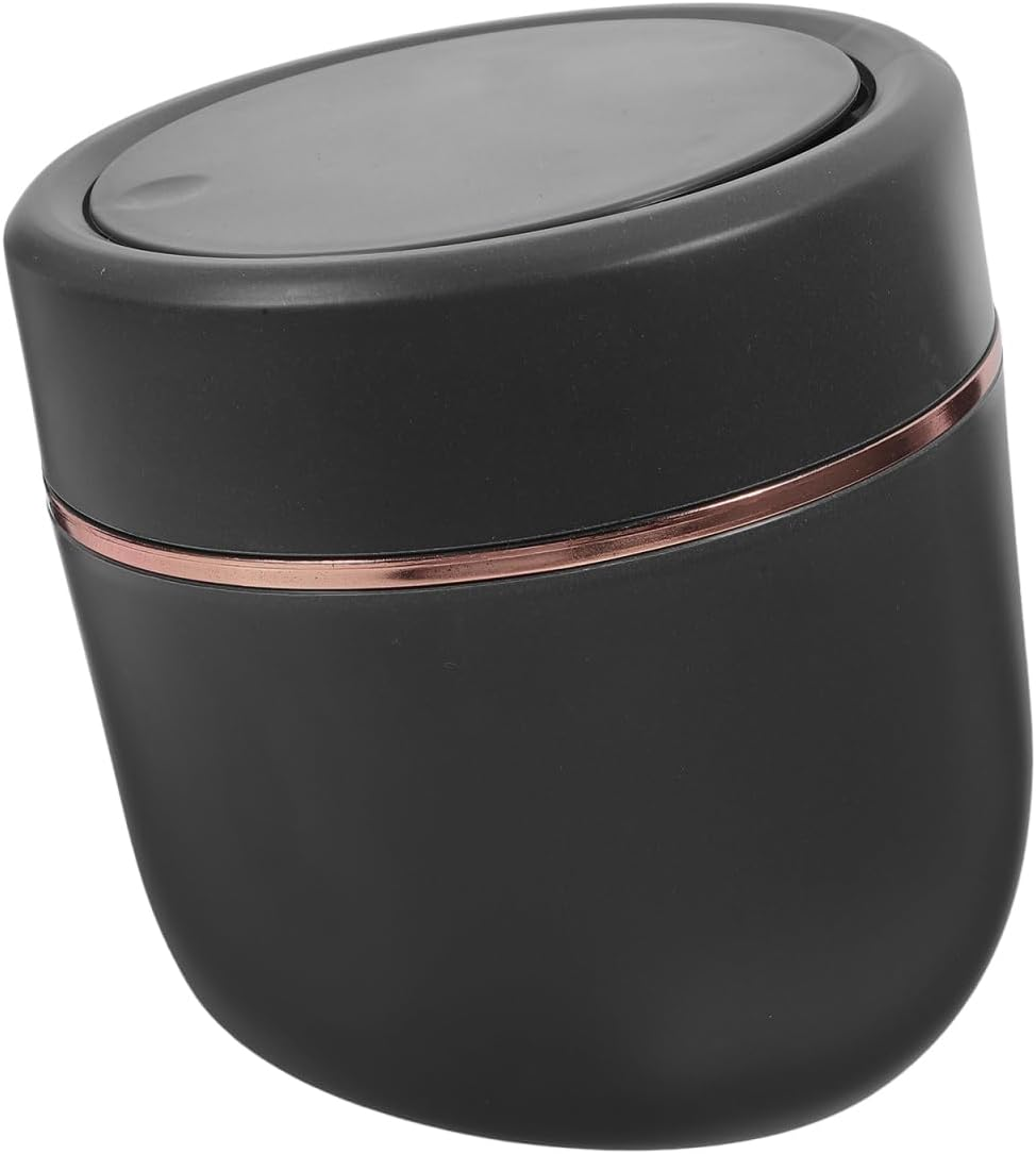 COHEALI Elegant Lidded Trash Can Portable Desktop Trash Can Miniature Rubbish Bucket Bin for Bedroom Waste Basket Bin image number 6